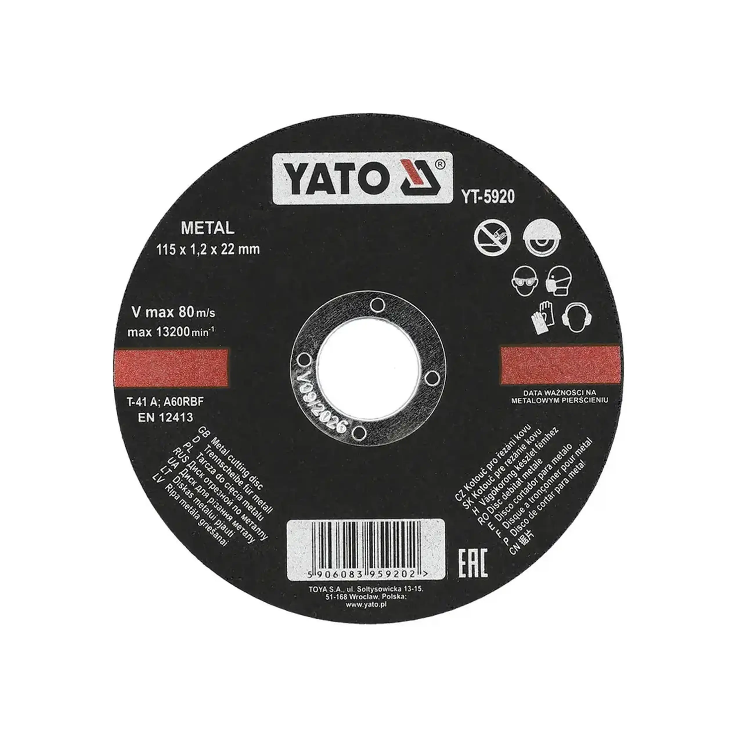 Disc de tăiat pentru metal 115 * 22 mm Yato - Diametru 115 *