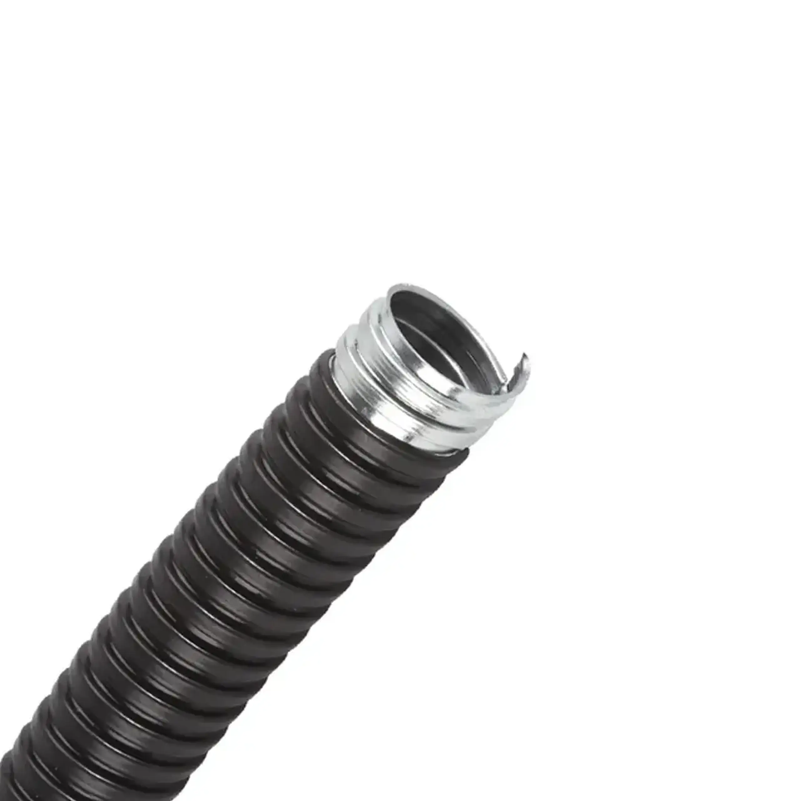 Tub metalic flexibil cu izolație PVC 37 mm Negru