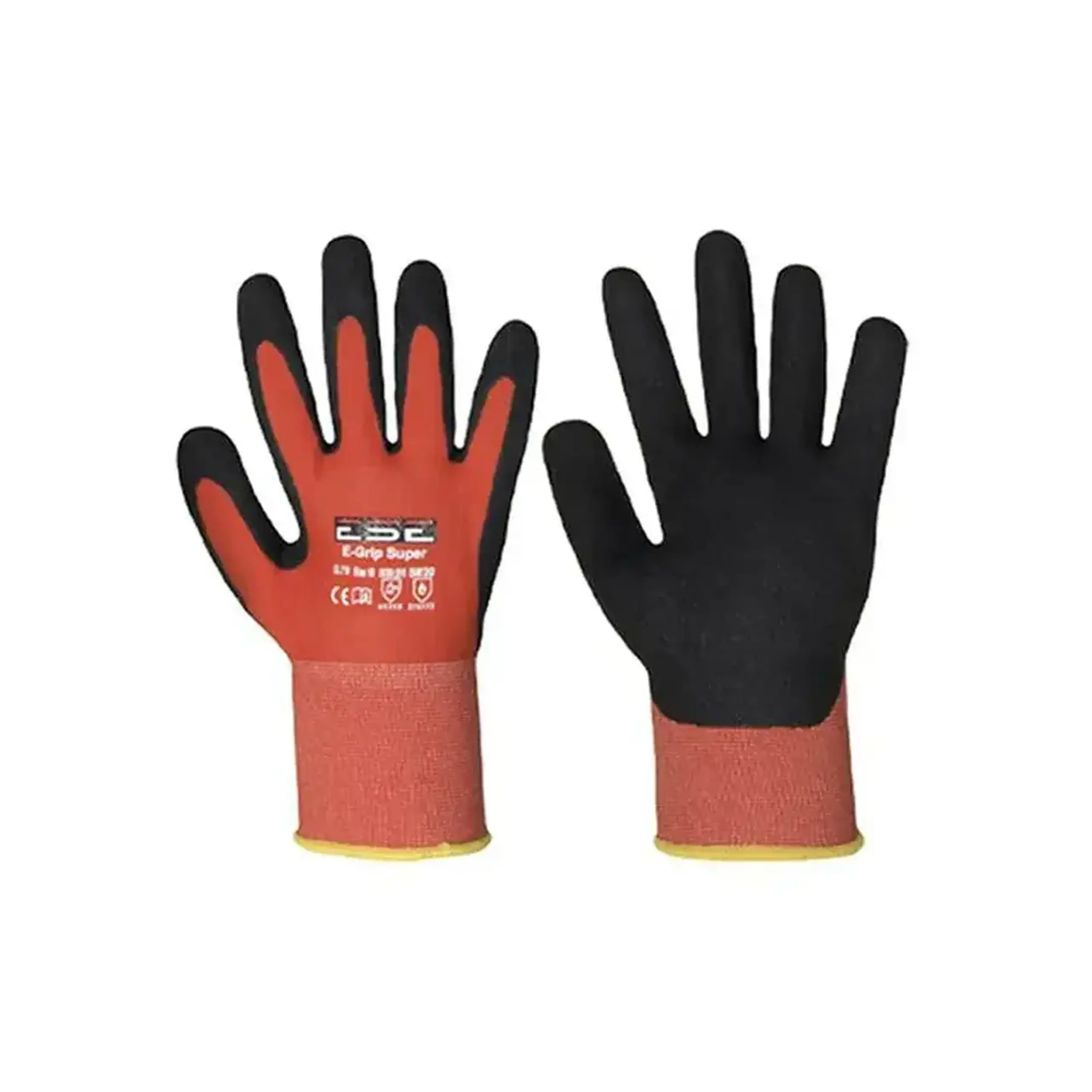 Mănuși acoperite cu nitril E-GRIP SUPER 10 Roșu/Negru 10 buc. SAFETY JOGGER