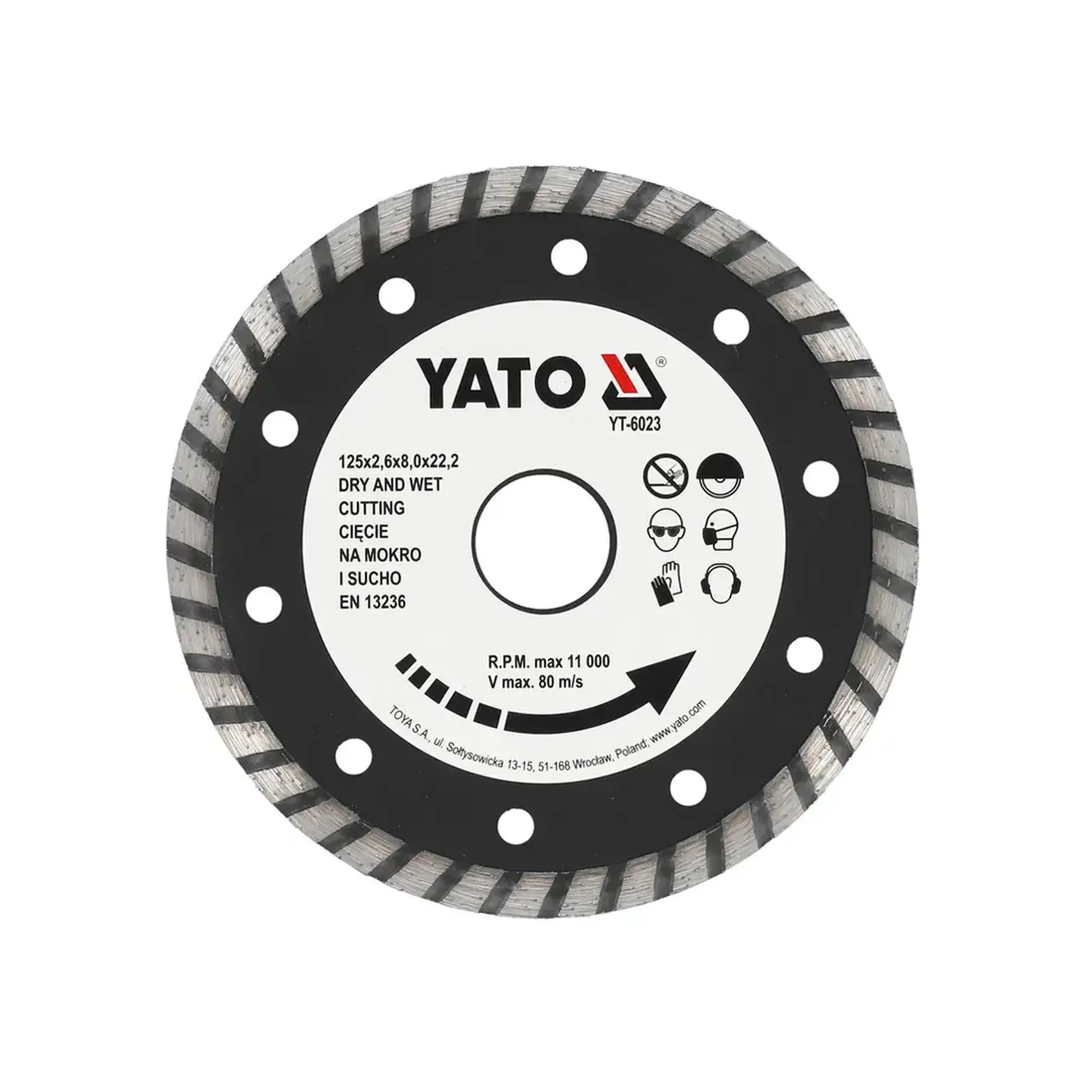 Disc diamantat pentru beton armat 125 * 22.23 mm Yato
