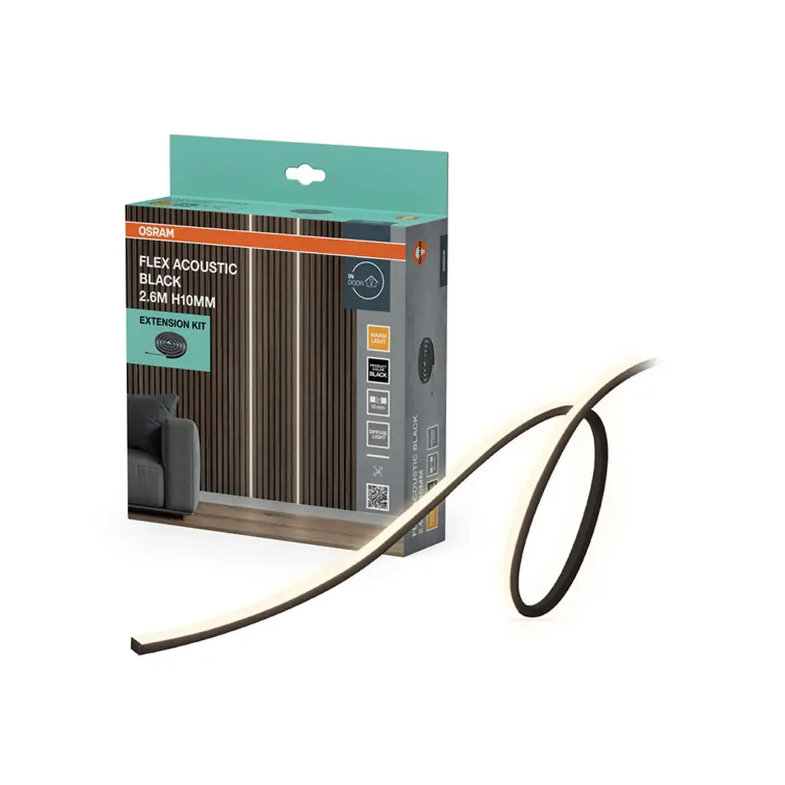 Set extensie bandă LED FLEX ACOUSTIC 24 W 24 V 2.6 m x 10 mm 3000 K 260 lm IP20 OSRAM - Dimensiuni (L x W x H x Ø) 2.6 m x 10 mm