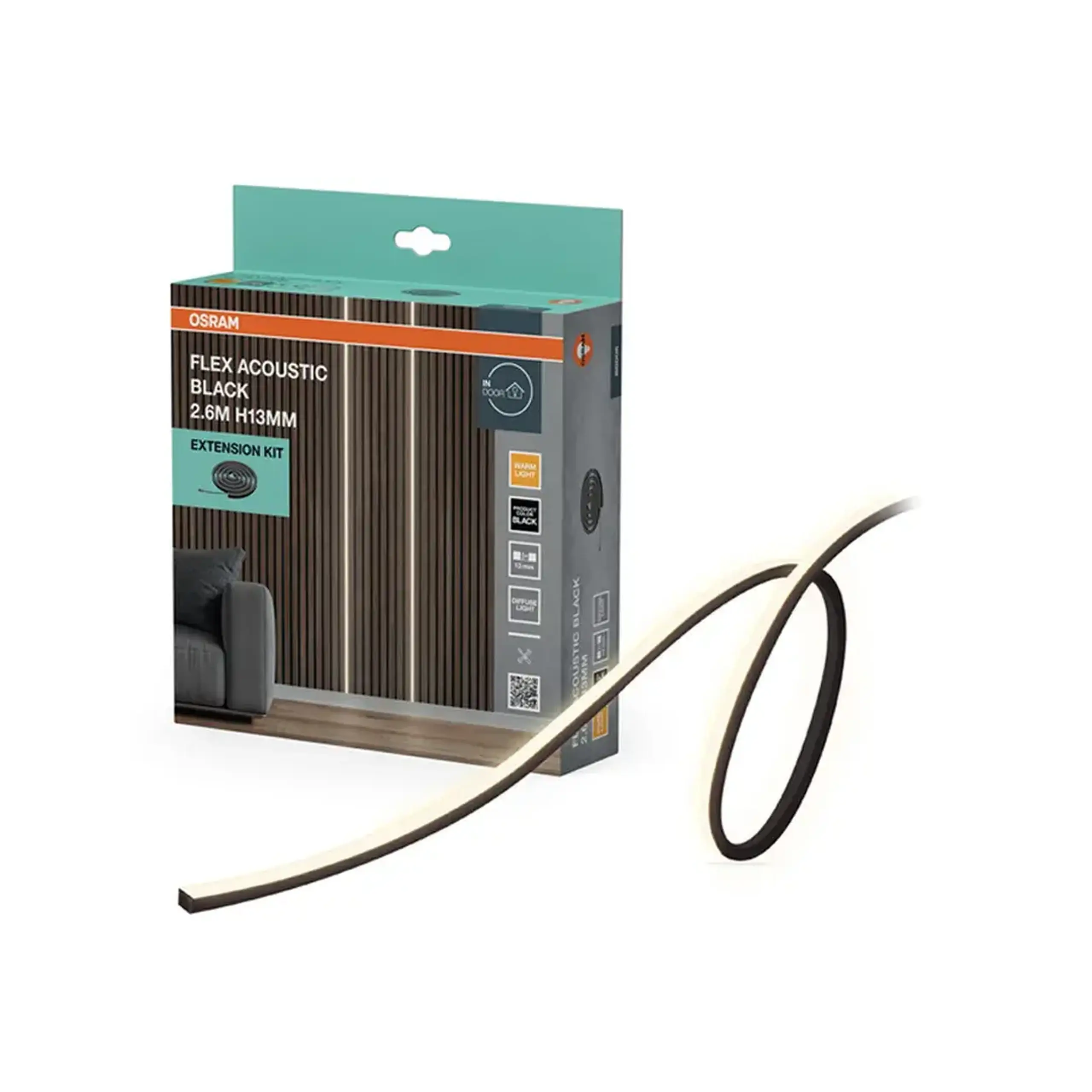 Set extensie bandă LED FLEX ACOUSTIC 24 W 24 V 2.6 m x 10 mm 3000 K 260 lm IP20 OSRAM - Dimensiuni (L x W x H x Ø) 2.6 m x 13 mm