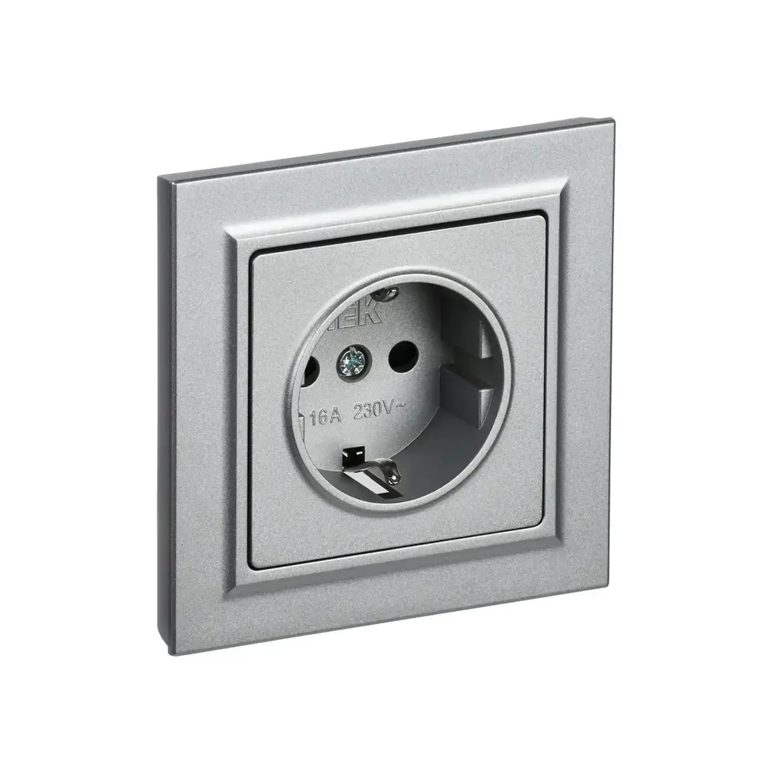 Priză cu împământare și obturator BRITE 16 A 220 - 240 V Aluminiu IEK