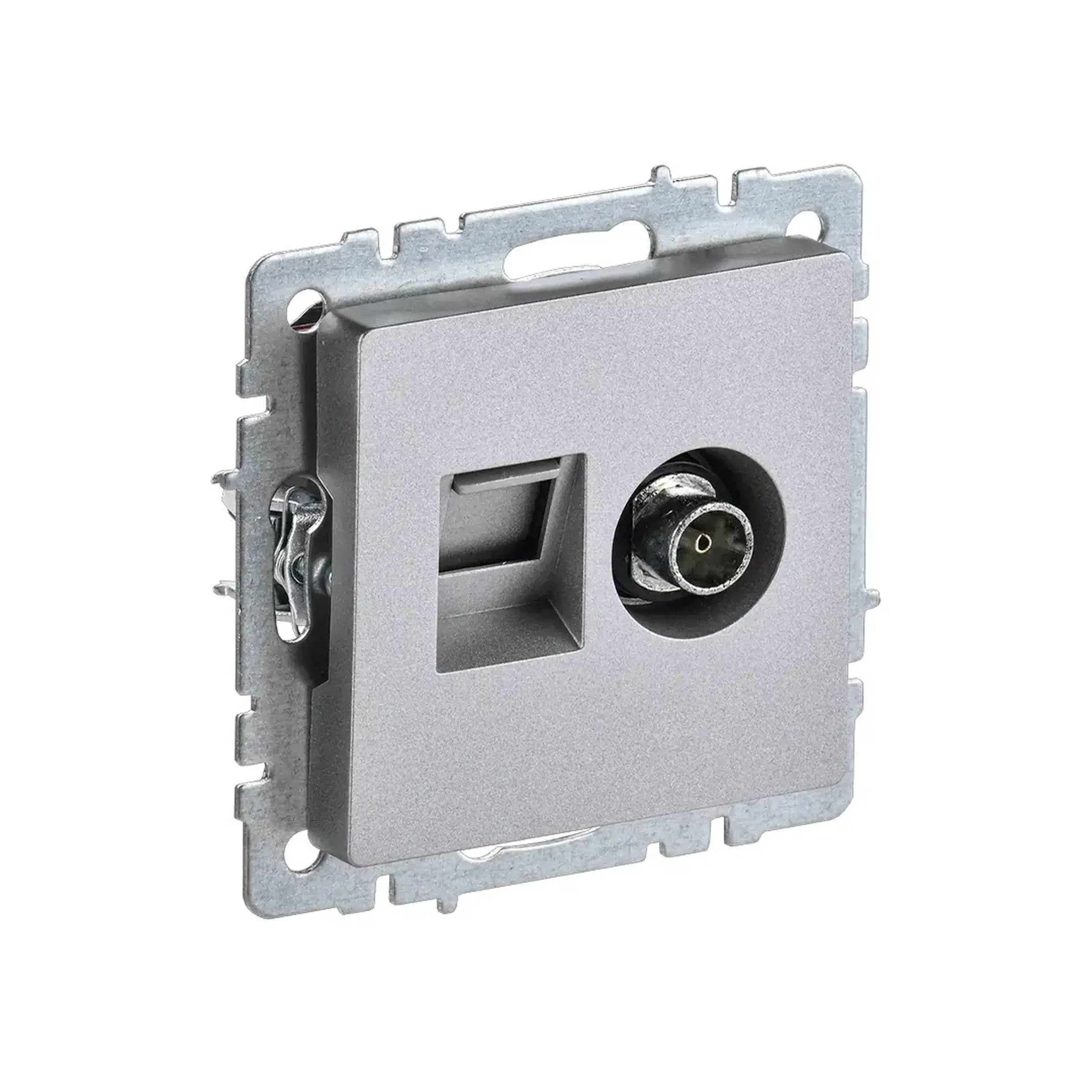 Priză de date BRITE Aluminiu IEK - Tip TV + RJ45 CAT.5E
