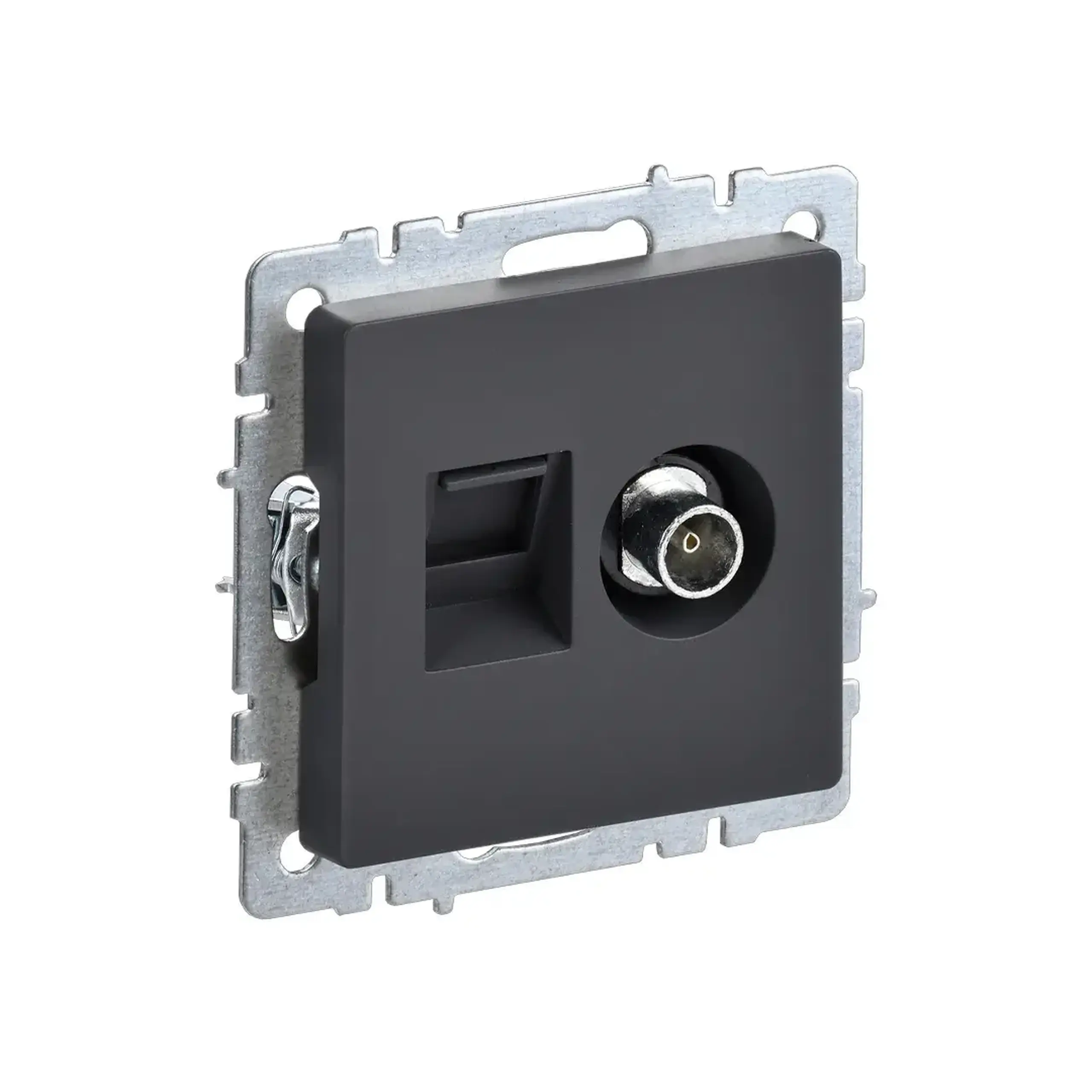 Priză de date BRITE Grafit IEK - Tip TV + RJ45 CAT.5E