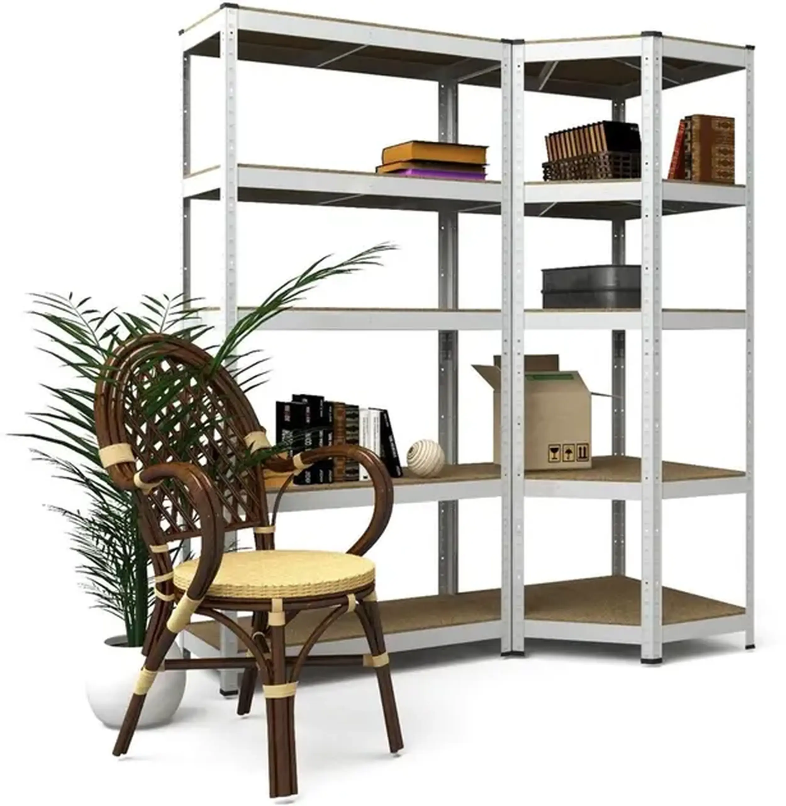 Raft metalic de depozitare Nex Budget 1800x900x400x705 mm, 5 rafturi MDF, colț, galvanizat