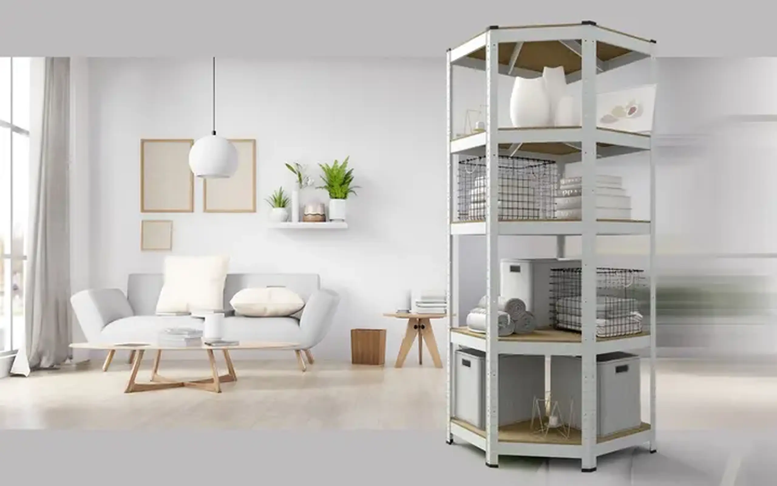 Raft metalic de depozitare Nex Budget 1800x900x400x705 mm, 5 rafturi MDF, colț, galvanizat