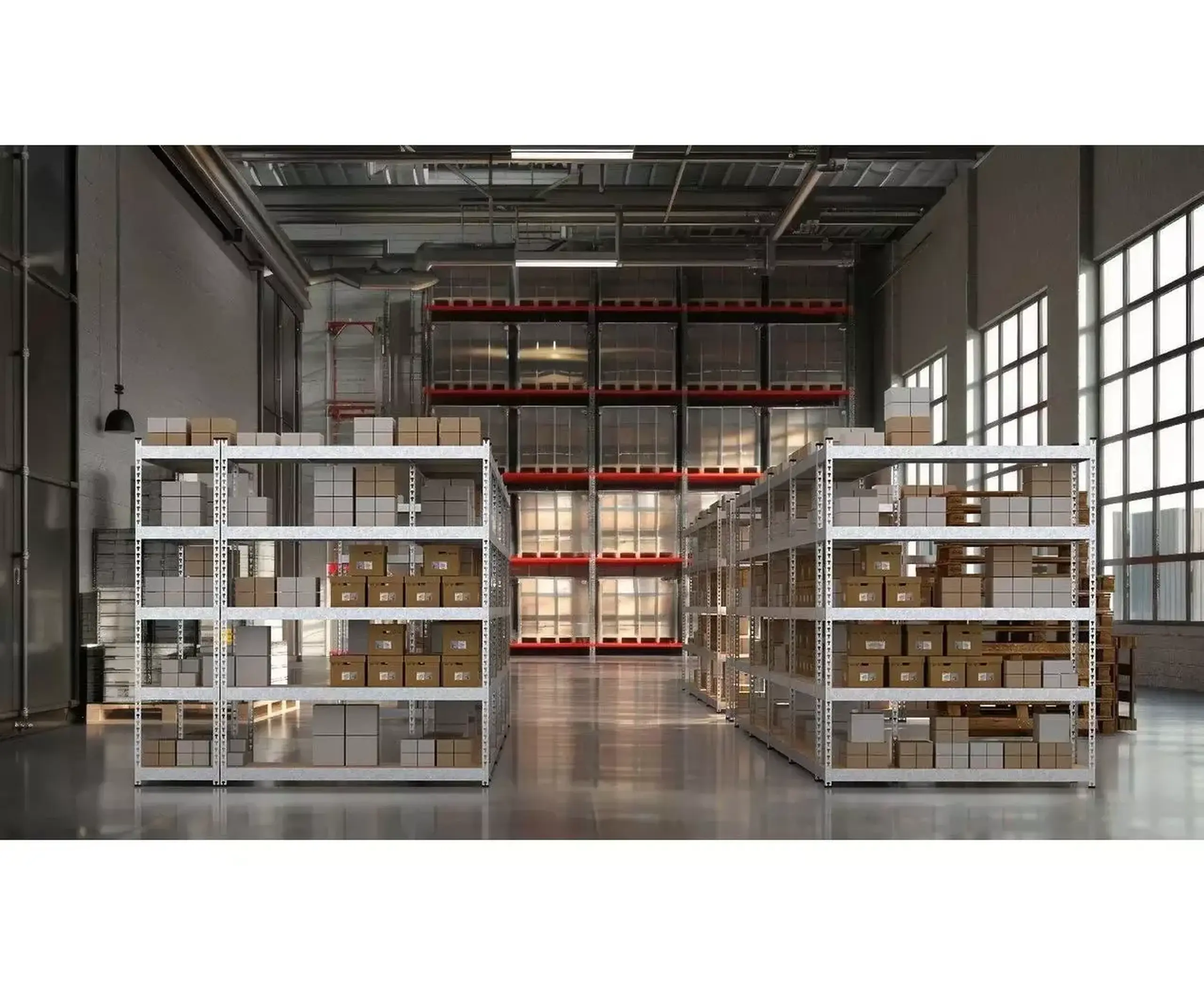 Raft metalic de depozitare Nex Titan 2160x1200x600 mm, 5 rafturi MDF, galvanizat