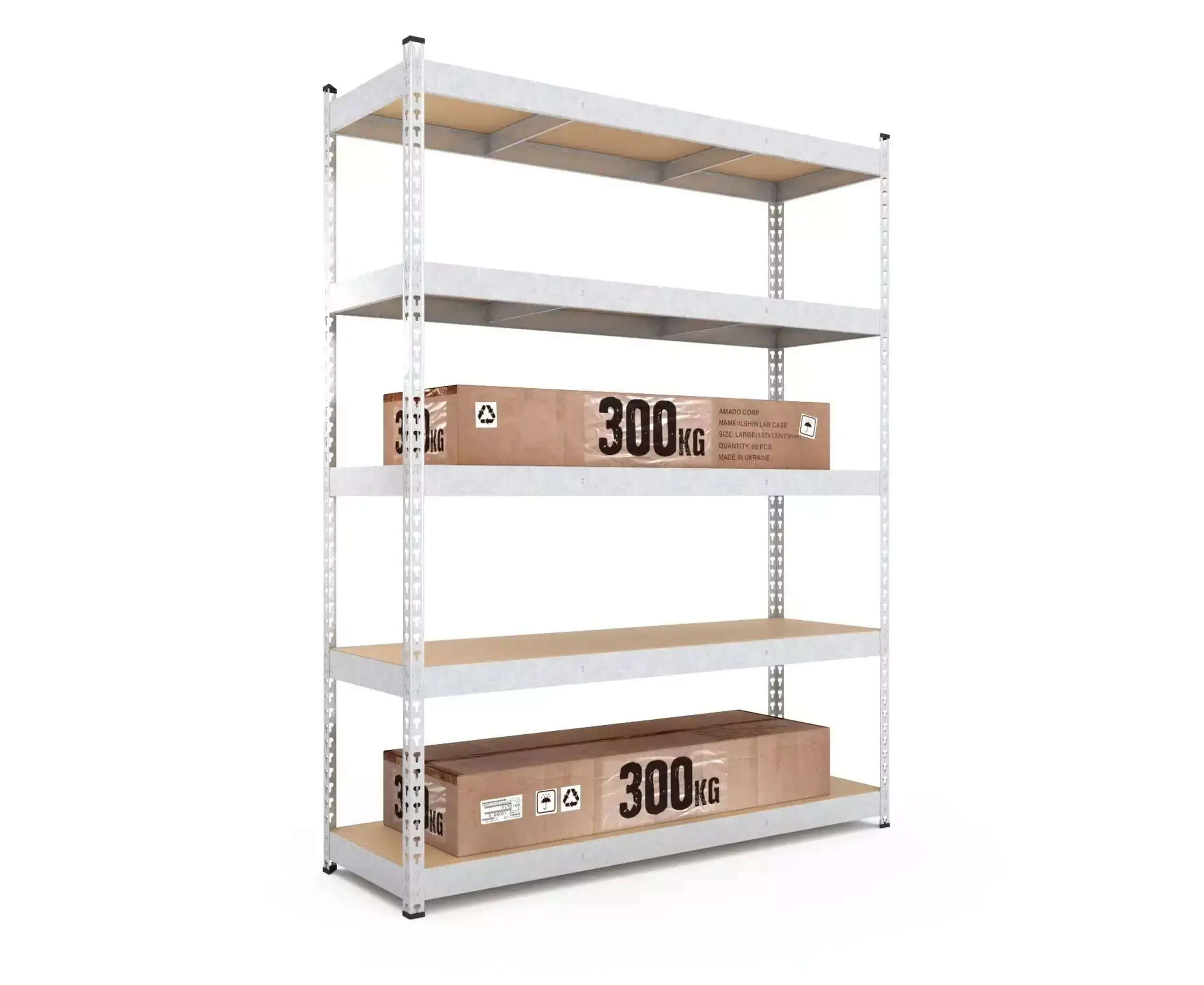 Raft metalic de depozitare Nex Titan 2160x1200x600 mm, 5 rafturi MDF, galvanizat