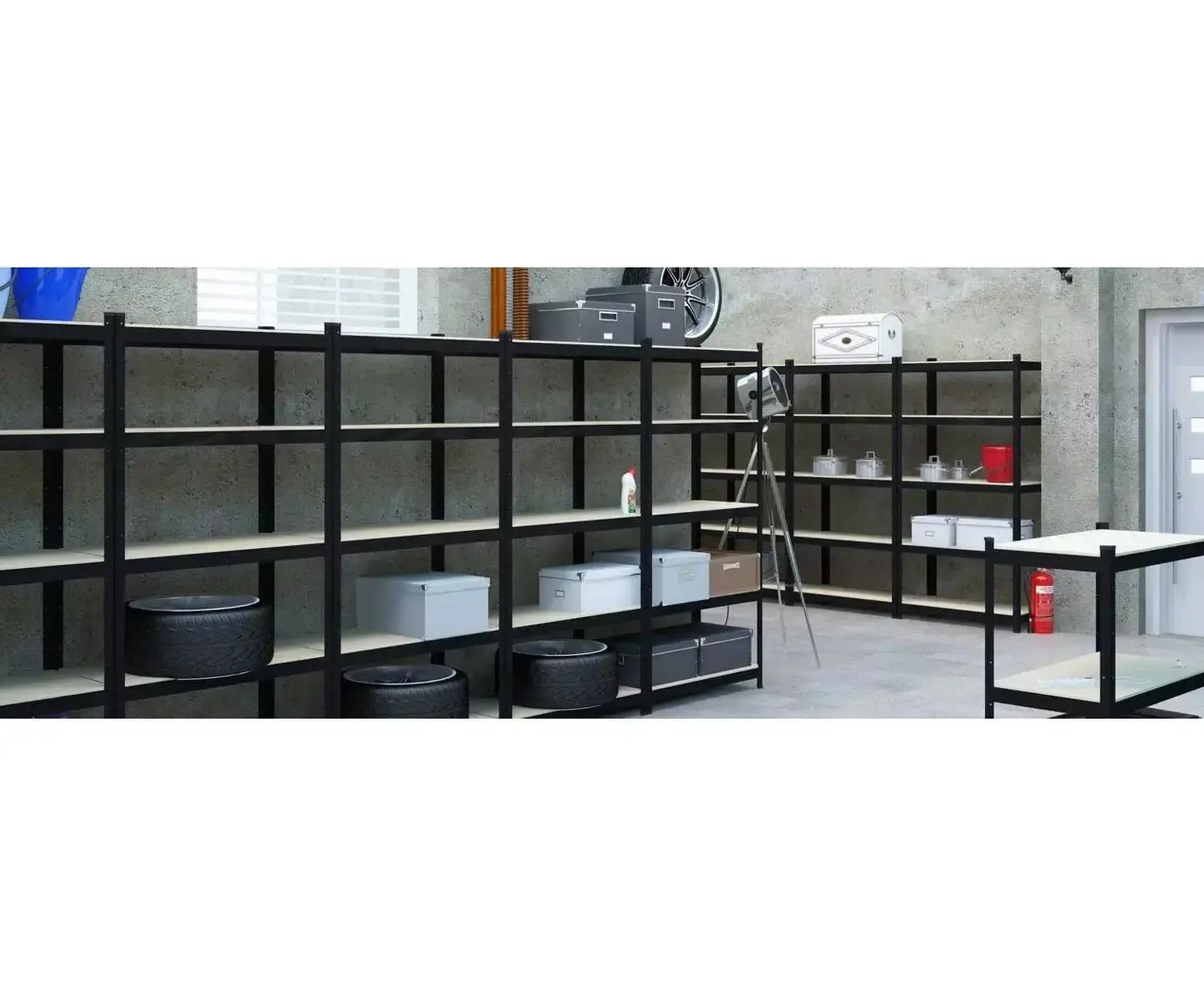 Raft metalic de depozitare Nex Budget 1800x600x400 mm, 5 rafturi MDF, antracit