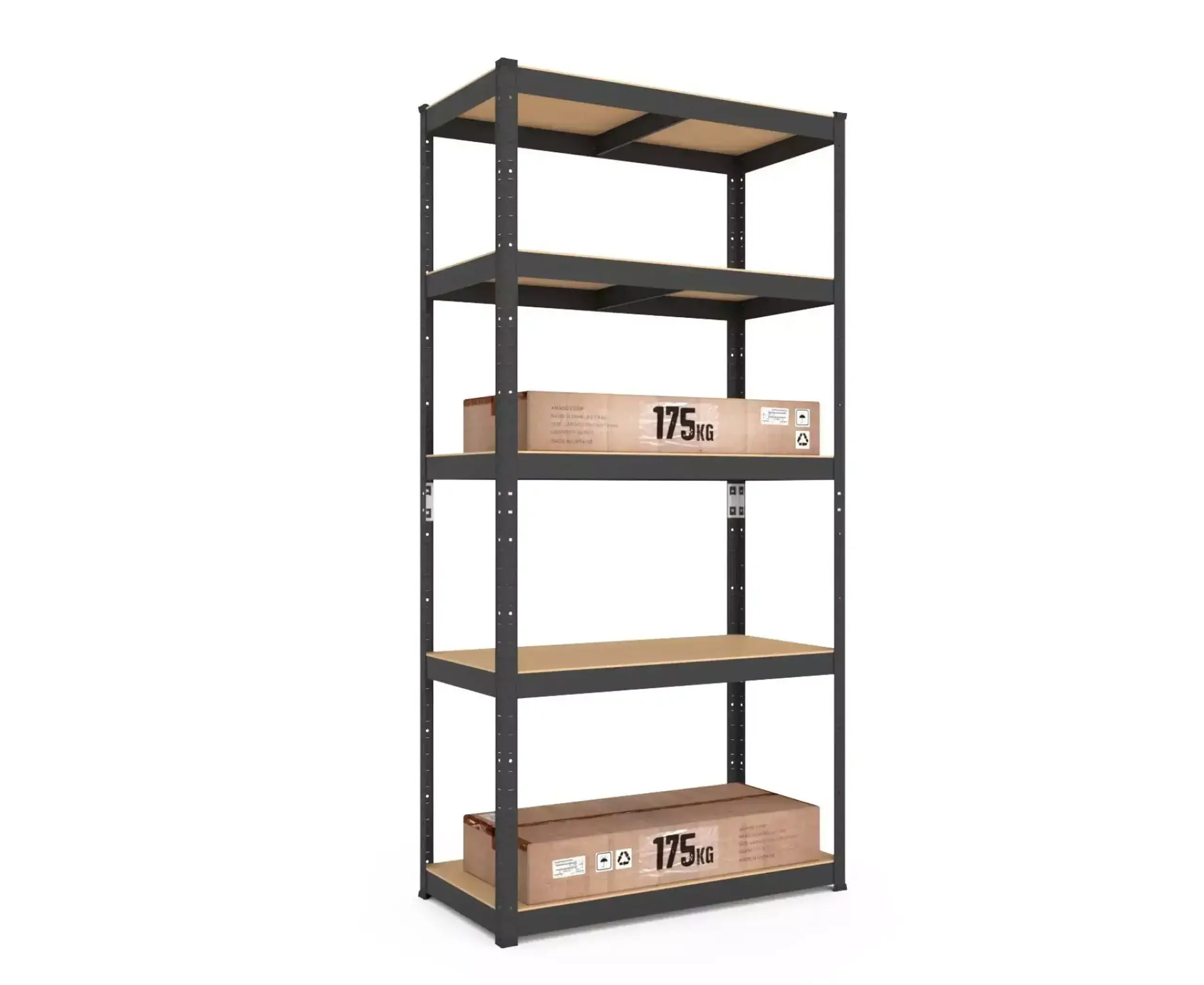 Raft metalic de depozitare Nex Budget 1800x600x400 mm, 5 rafturi MDF, antracit