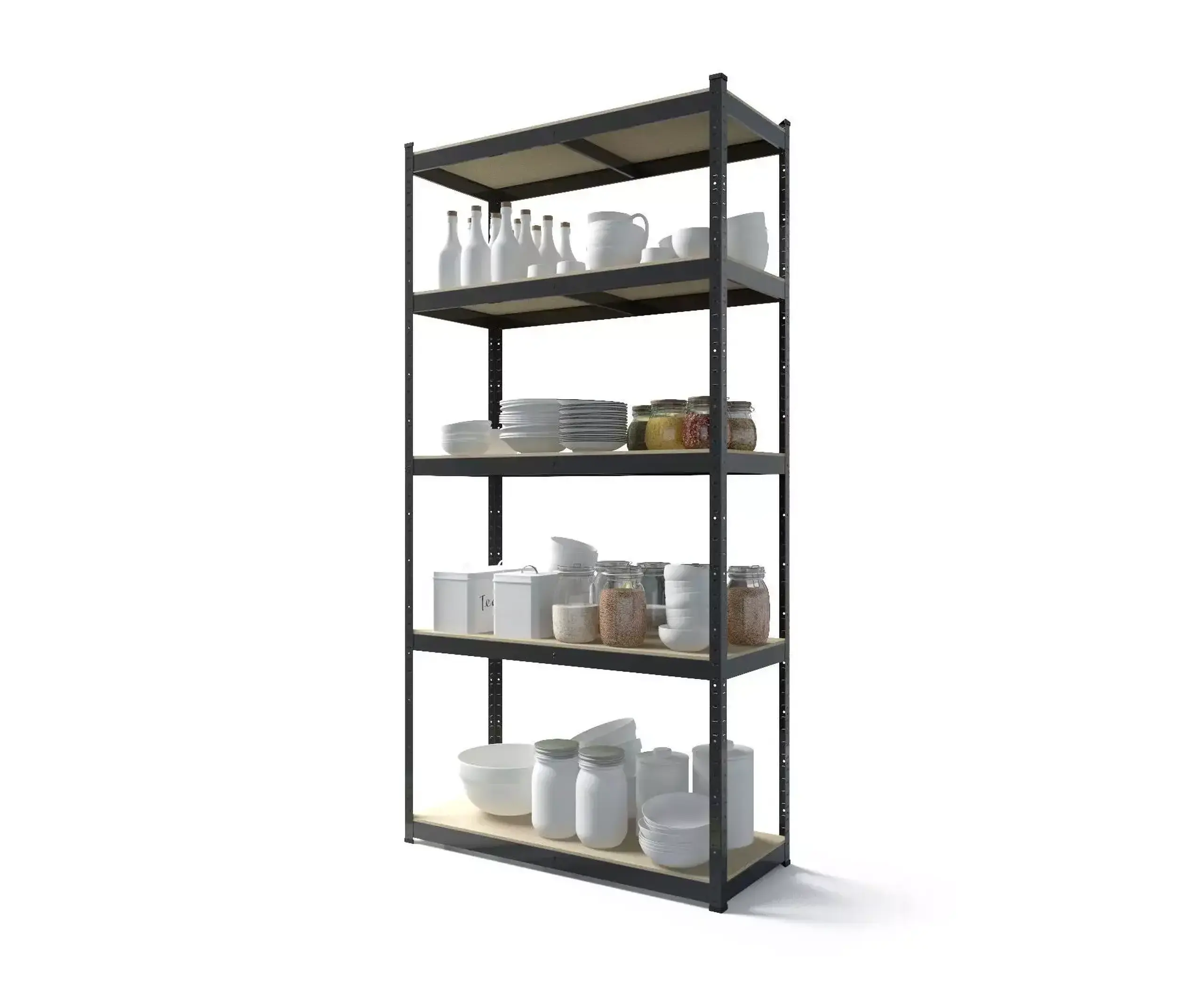 Raft metalic de depozitare Nex Budget 1800x600x400 mm, 5 rafturi MDF, antracit
