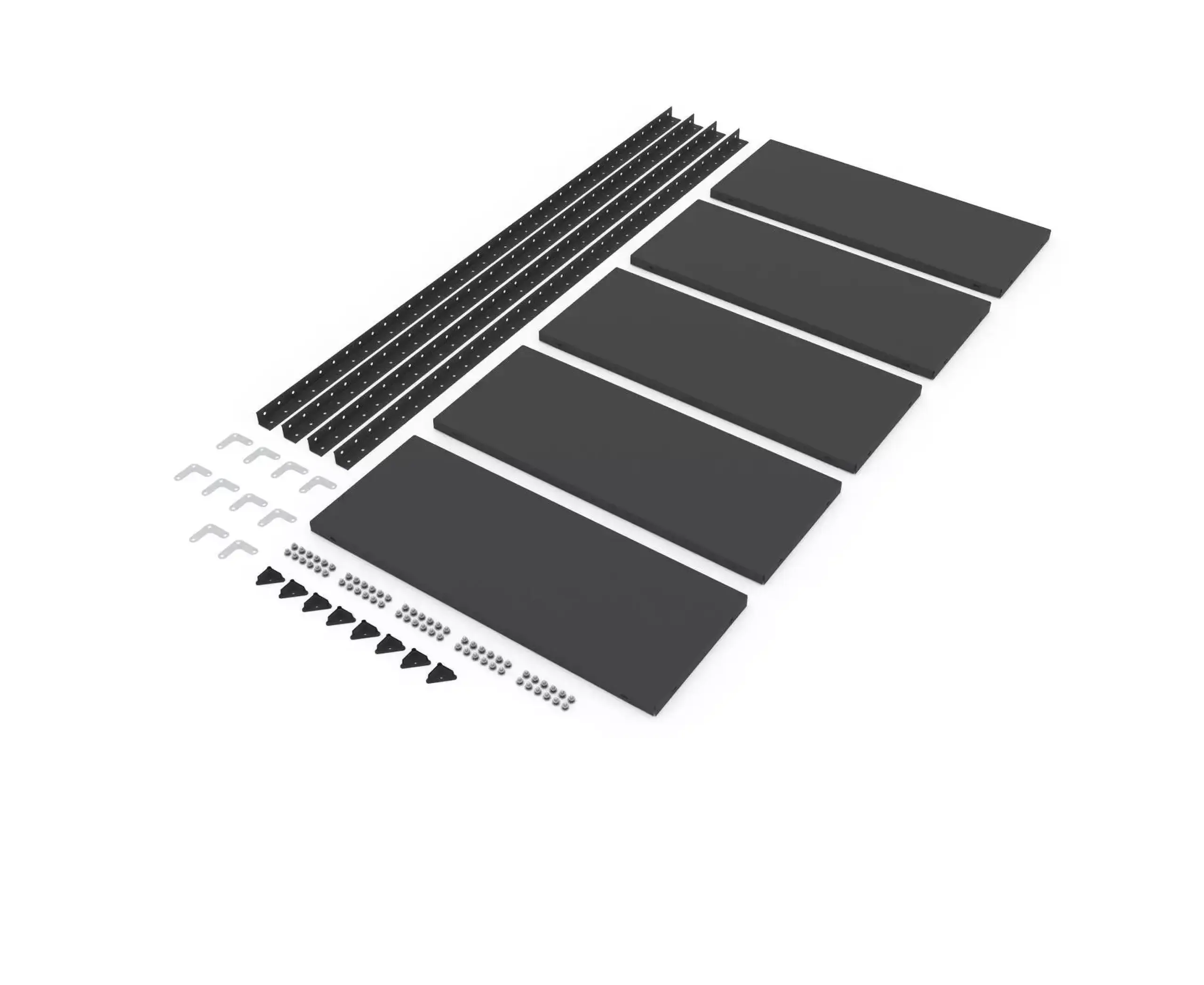 Raft metalic de depozitare cu suruburi Nex REK 1700x750x300 mm, 5 rafturi metal, black