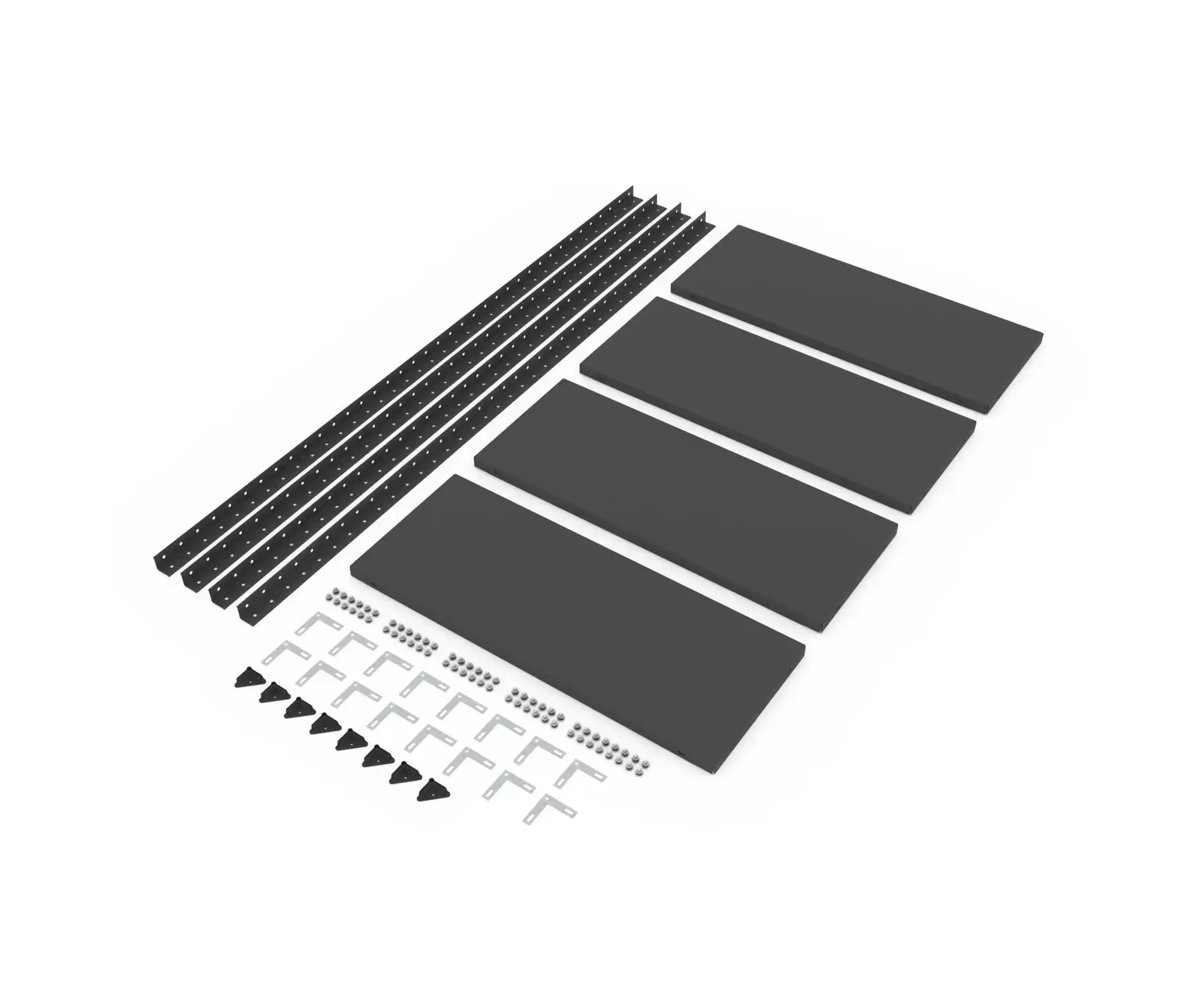 Raft metalic de depozitare cu suruburi Nex REK 1500x750x300 mm, 4 rafturi metal, black