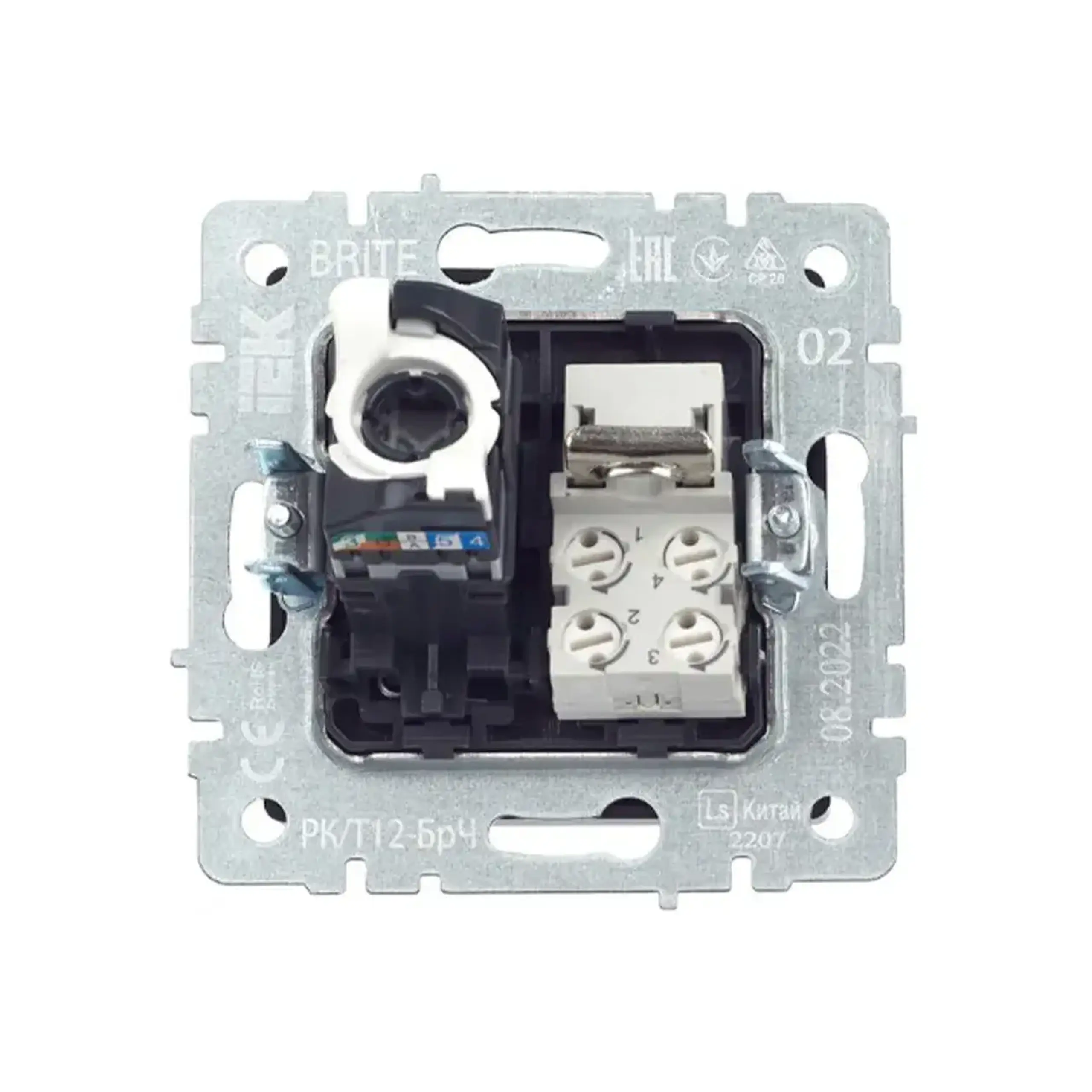 Priză de date BRITE Negru IEK - Tip RJ11 + RJ45 Cat5E