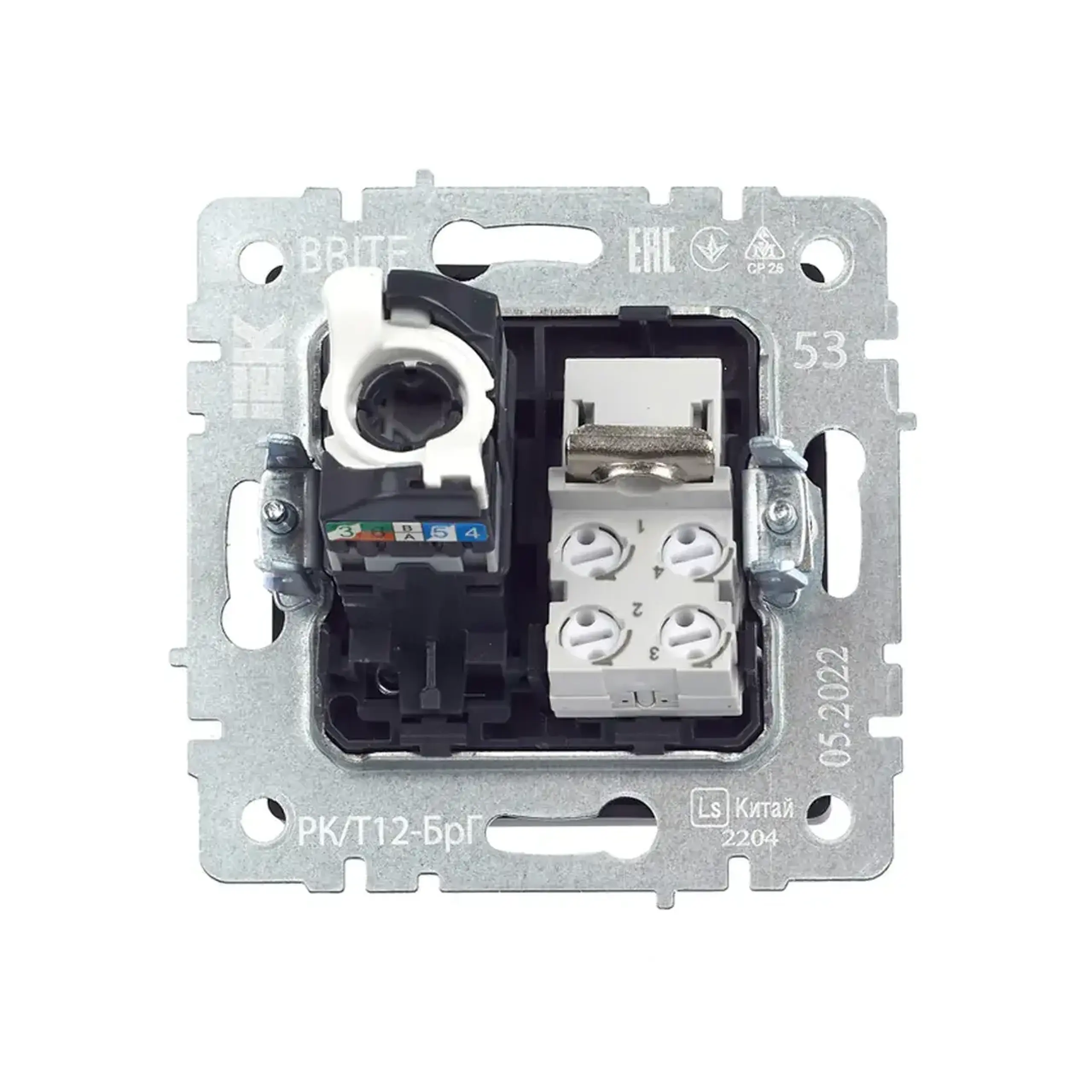 Priză de date BRITE Grafit IEK - Tip RJ11 + RJ45 Cat5E