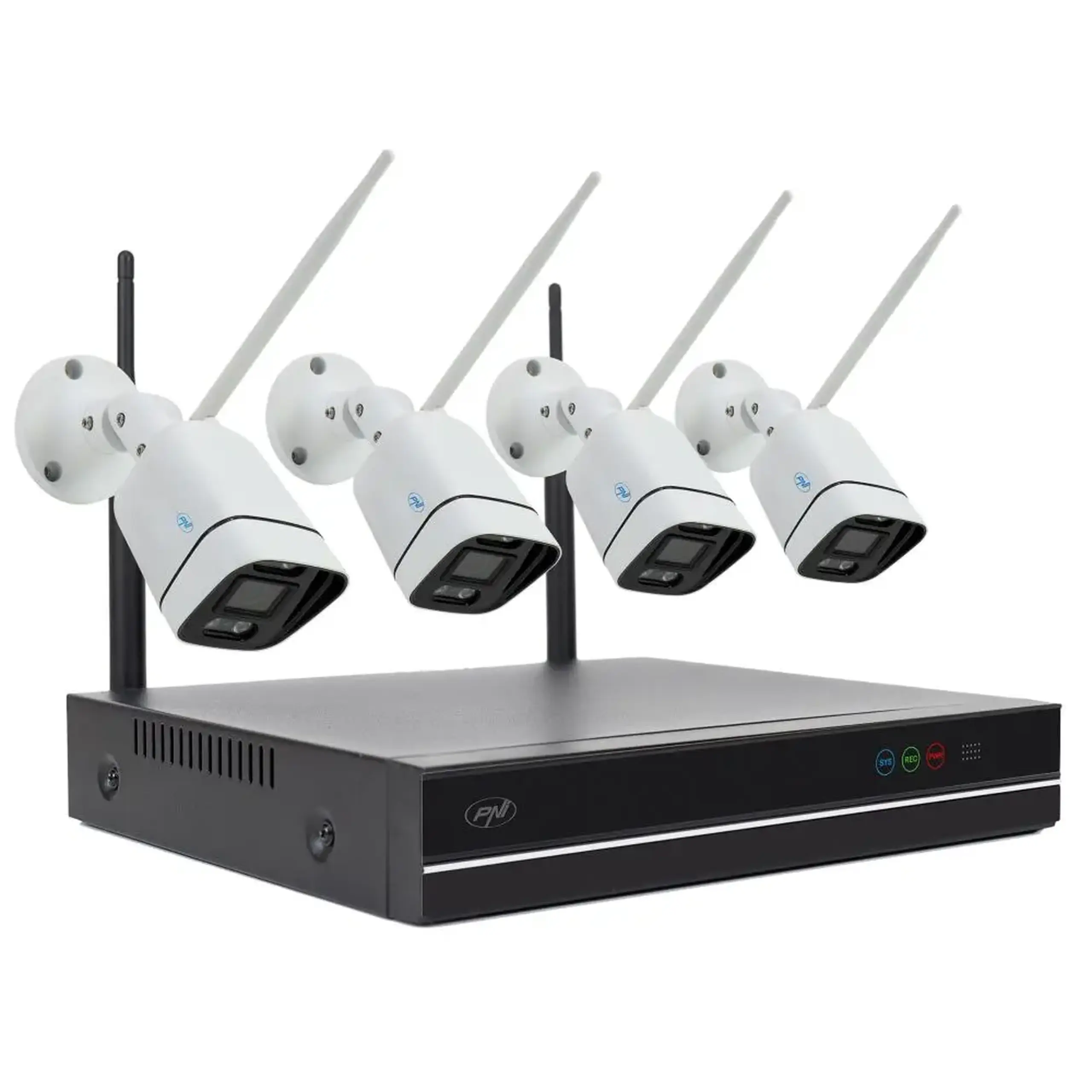 Sistem de supraveghere video PNI-WF660, WiFi660 NVR 8 canale si 4 camere wireless 3MP, P2P, IP66