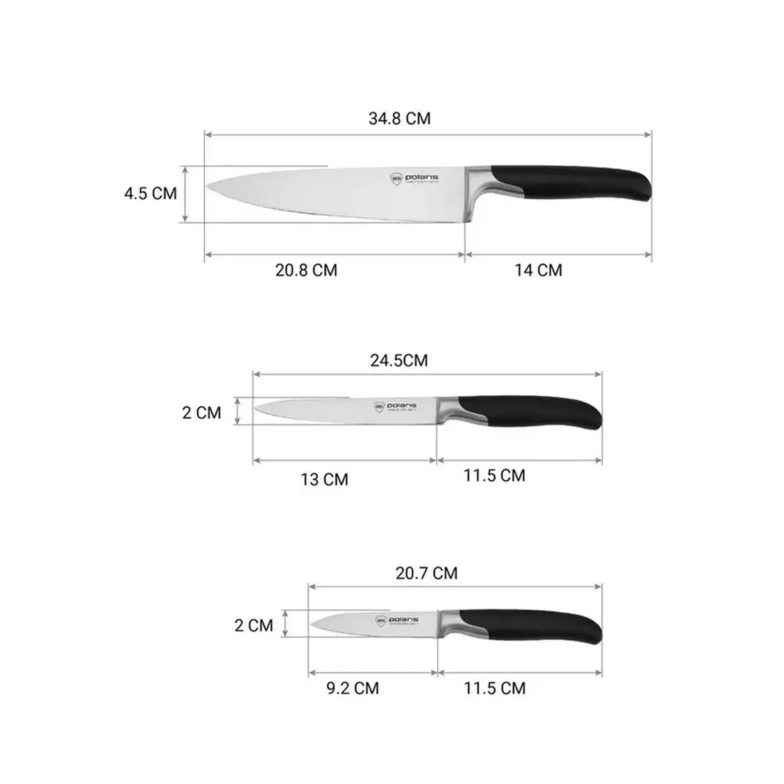 Set de Cuțite Polaris Graphit-4SS, Negru