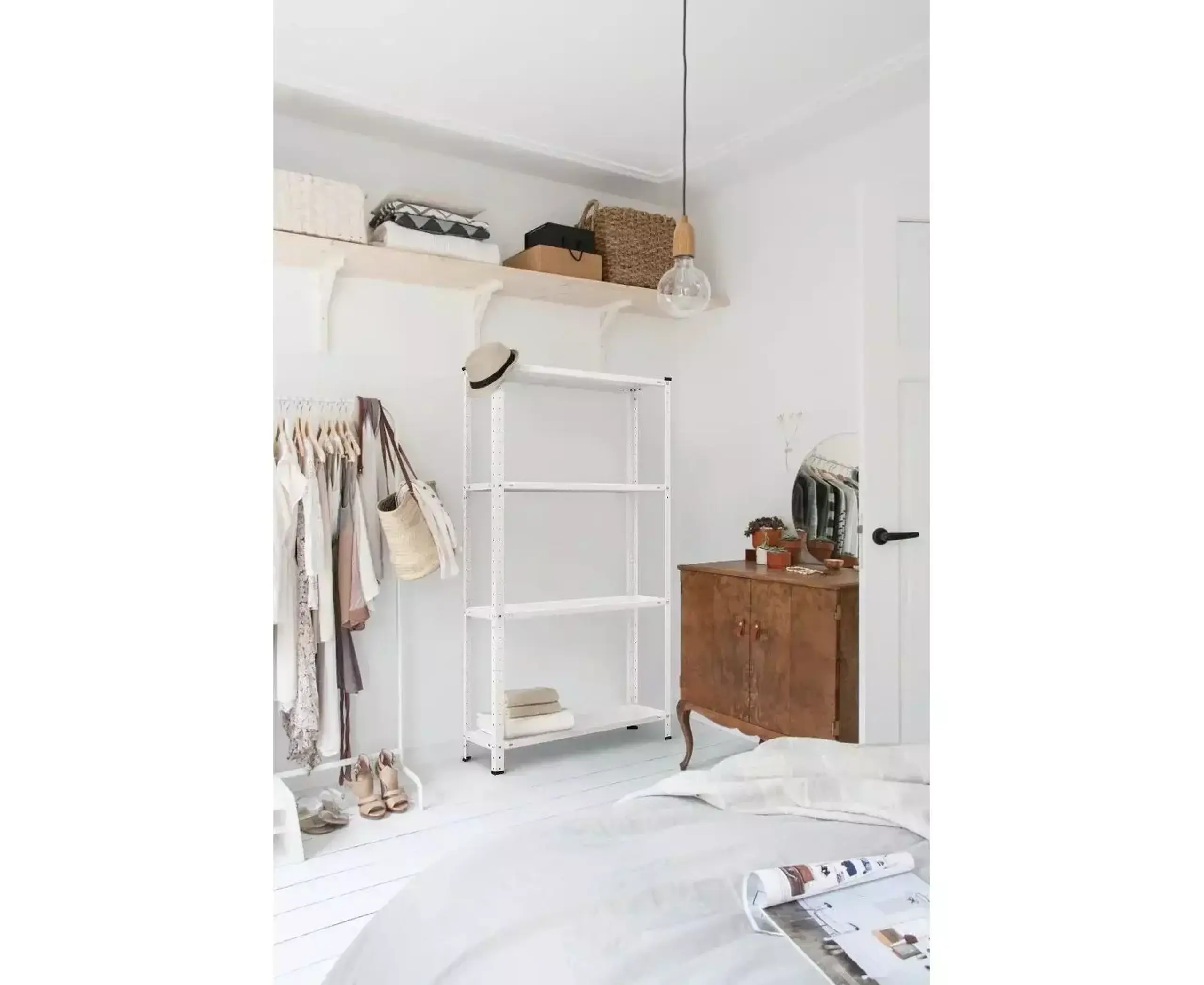 Raft metalic de depozitare cu suruburi Nex REK 1500x750x300 mm, 4 rafturi metal, white