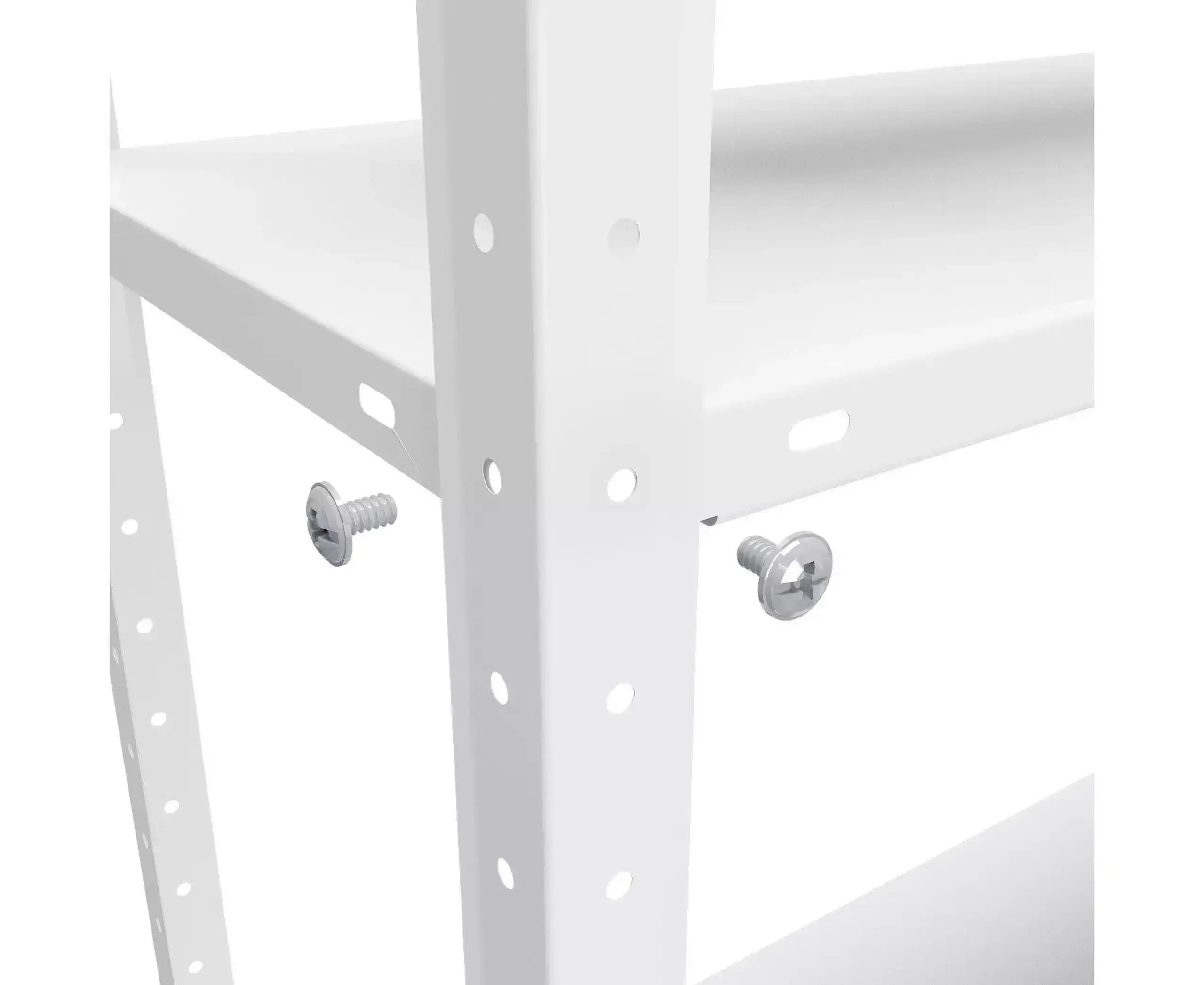 Raft metalic de depozitare cu suruburi Nex REK 1500x750x300 mm, 4 rafturi metal, white