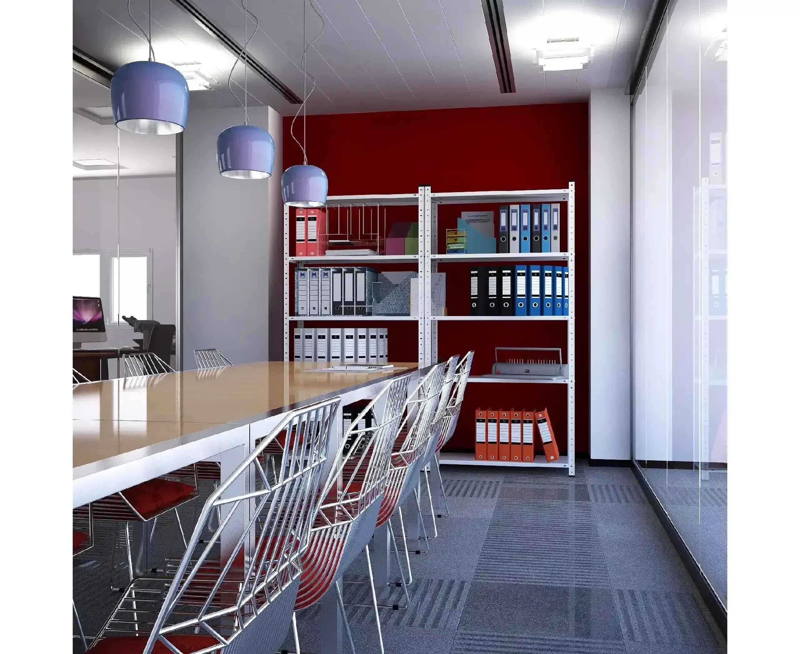 Raft metalic de depozitare cu suruburi Nex Elegant 1840x950x440 mm, 5 rafturi metal, white