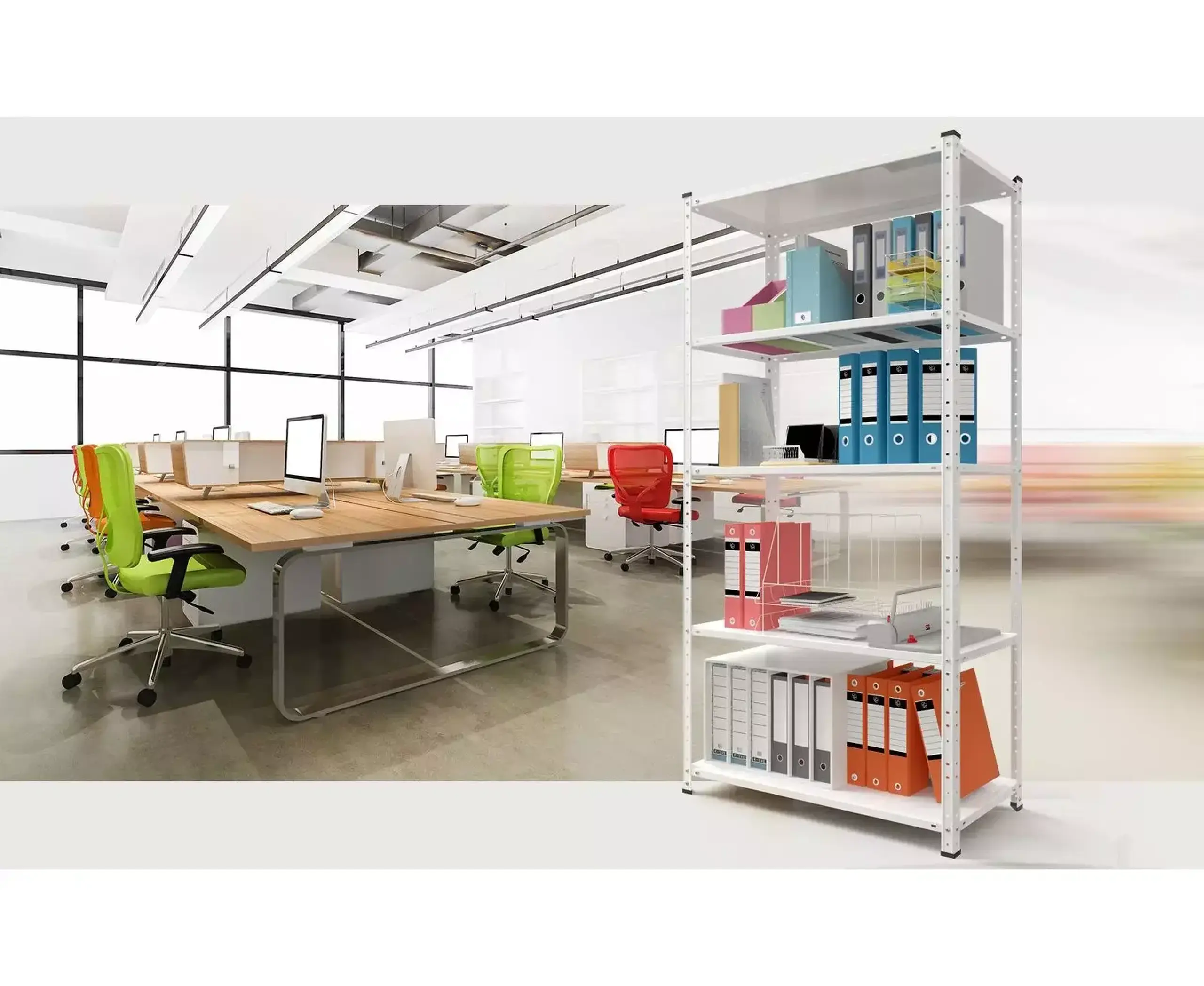 Raft metalic de depozitare cu suruburi Nex Elegant 1840x950x440 mm, 5 rafturi metal, white