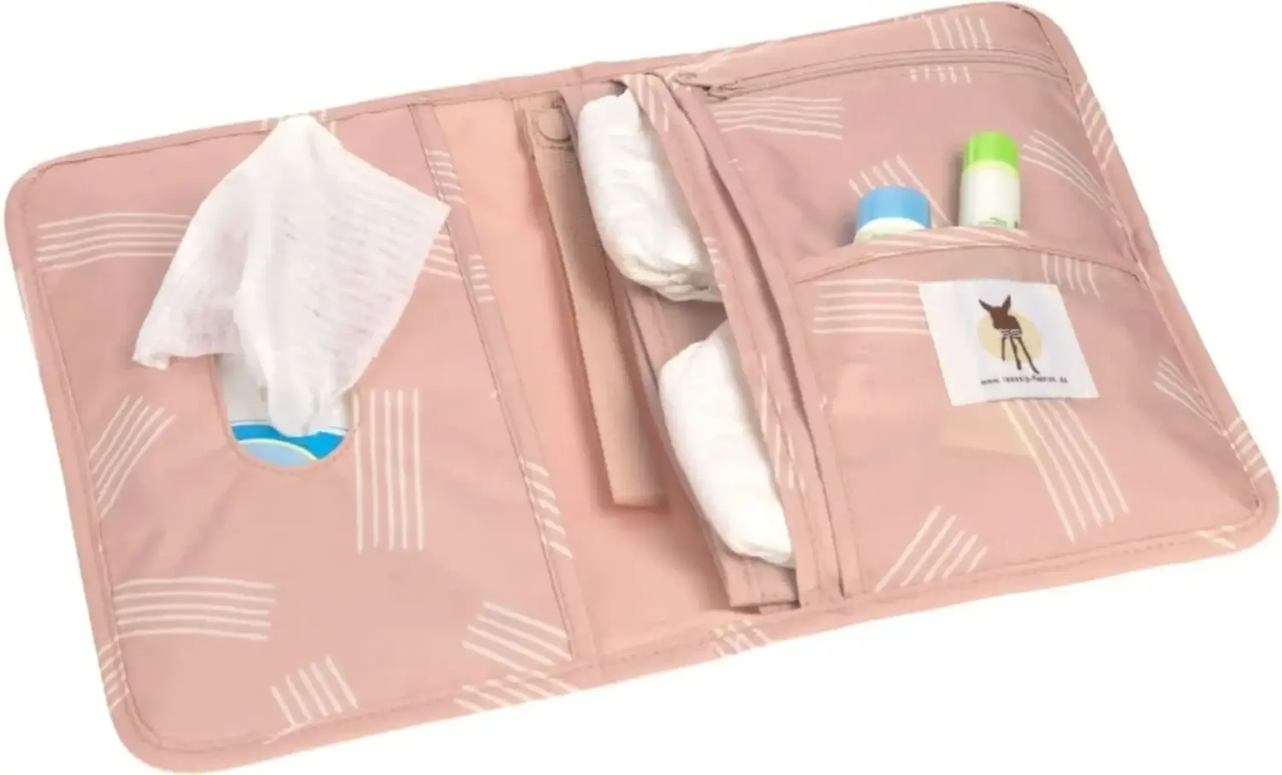Organizator portabil pentru schimbat bebelușul Soft Stripes Rose — LÄSSIG