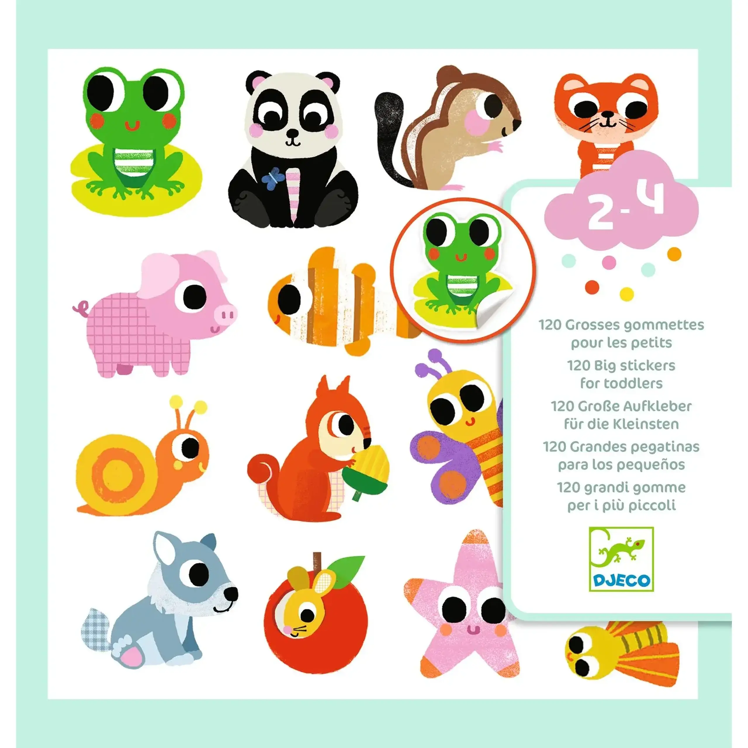 Set cu peste 100 de stickere „Pui de animale” — Djeco