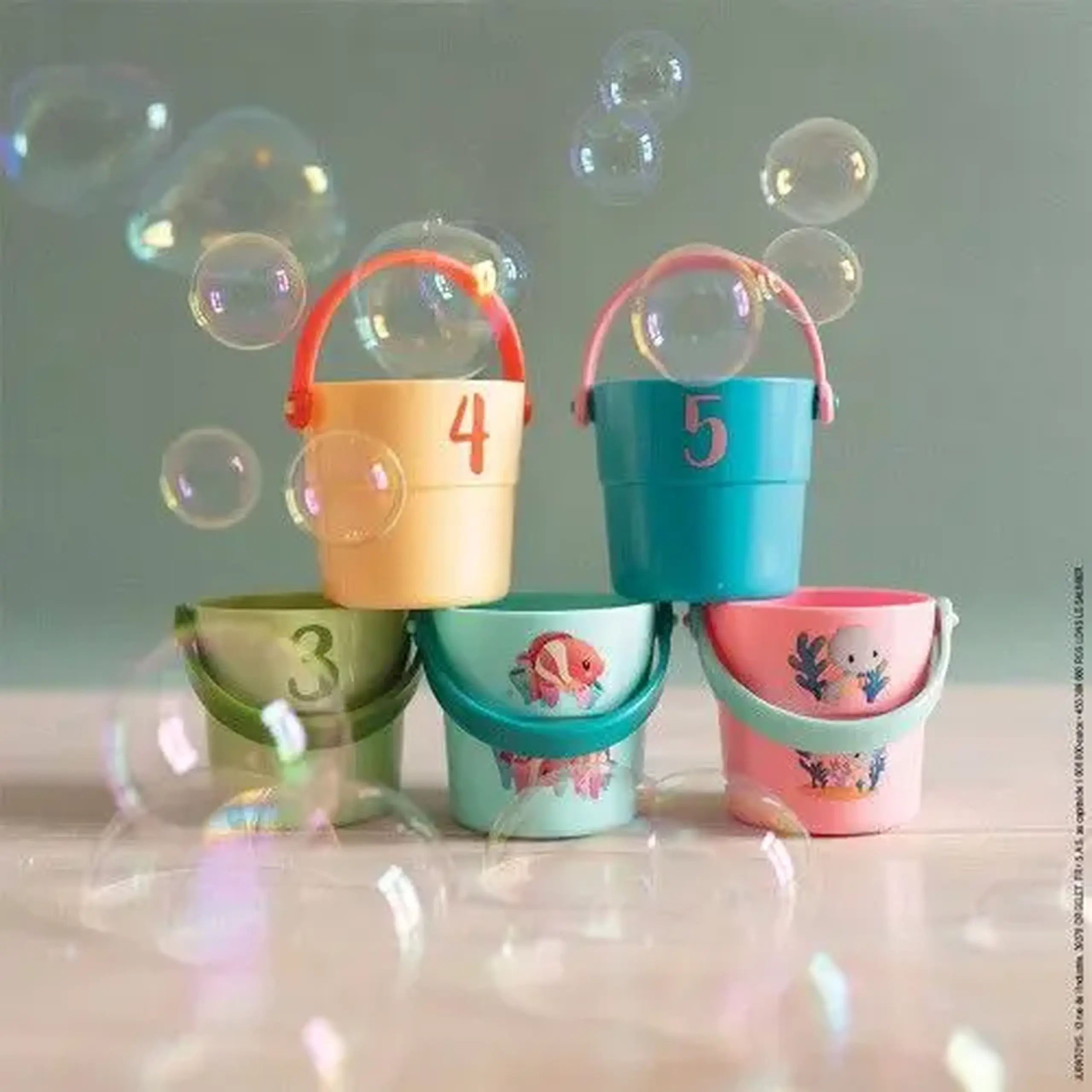Set 5 găletușe de baie Animăluțe — Janod