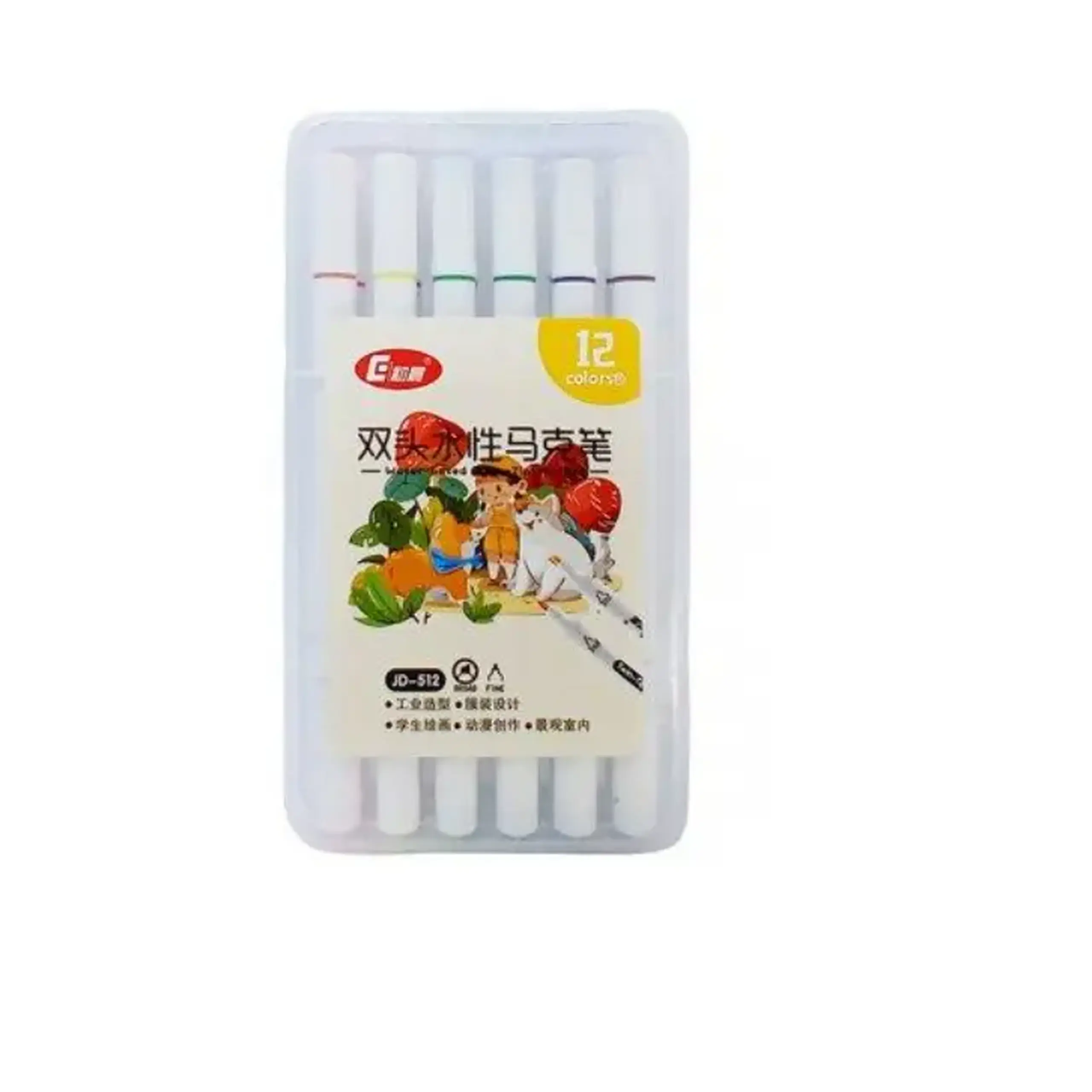 Carioci 12 culori 2 parti virf tesit/rotund ML49-4 (cut.plast)