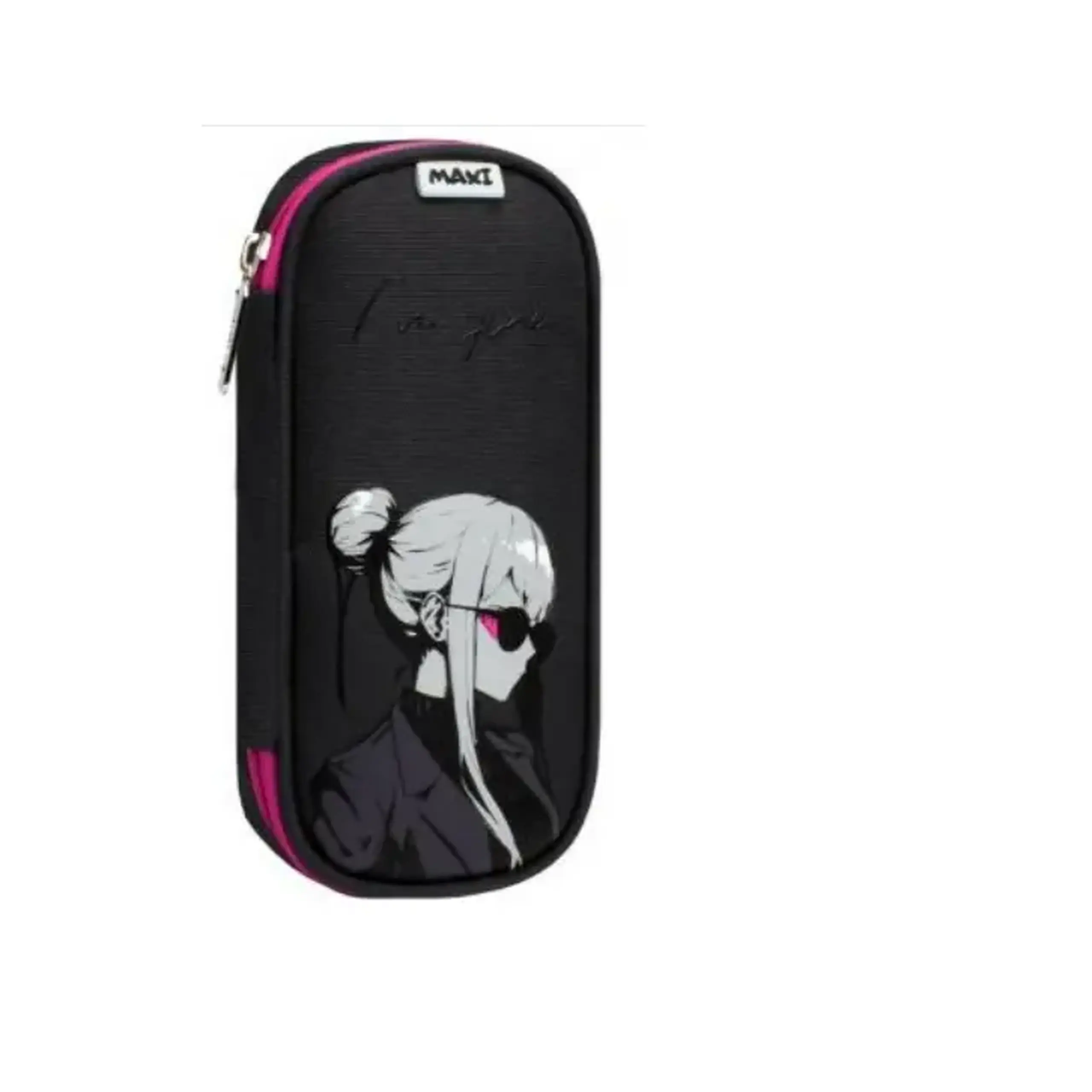 Penar 1 fermoar oval cu clapa Maxi, 20x9x5cm,negru4