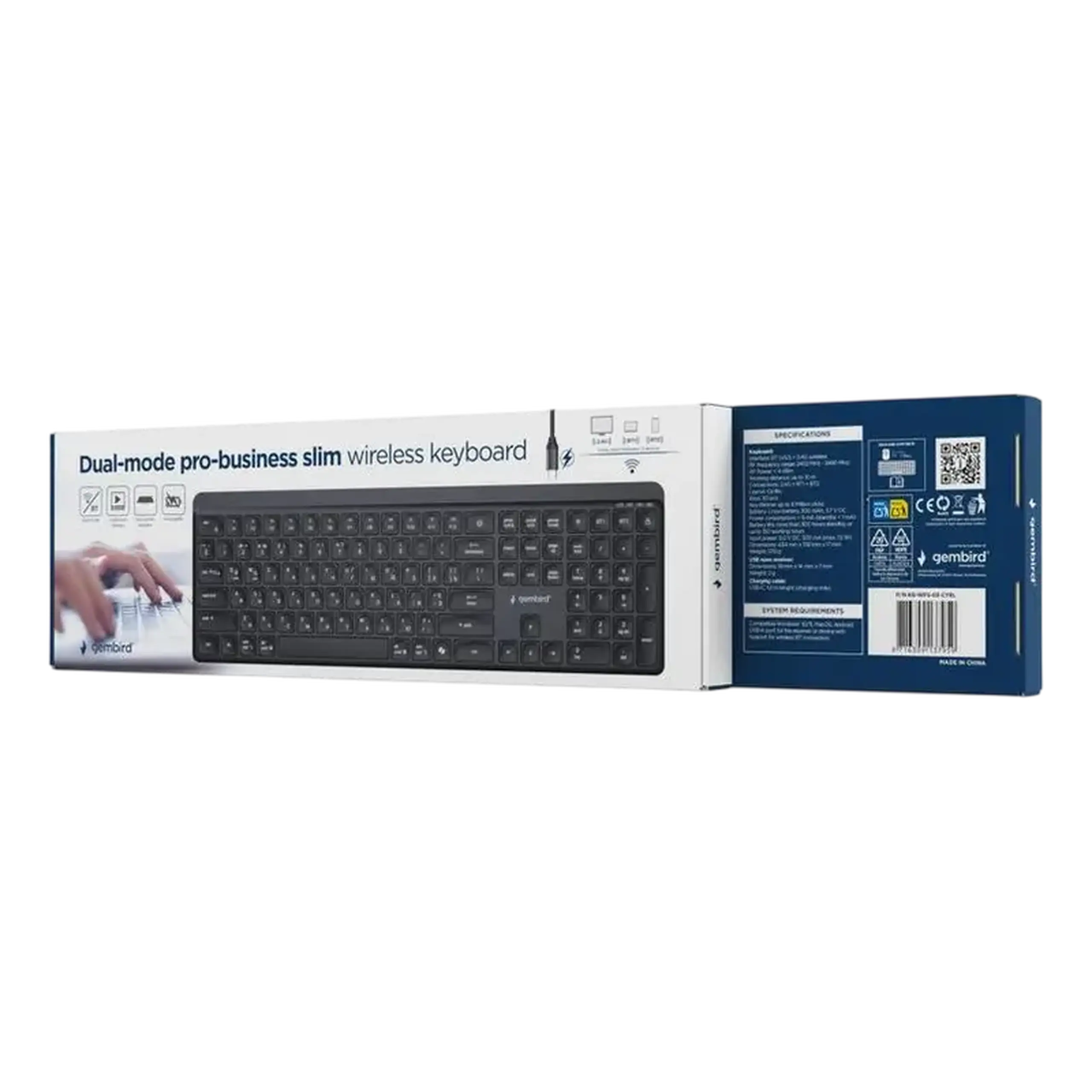 Tastatură Gembird KB-WPS-03-CYRL, Fără fir, Negru