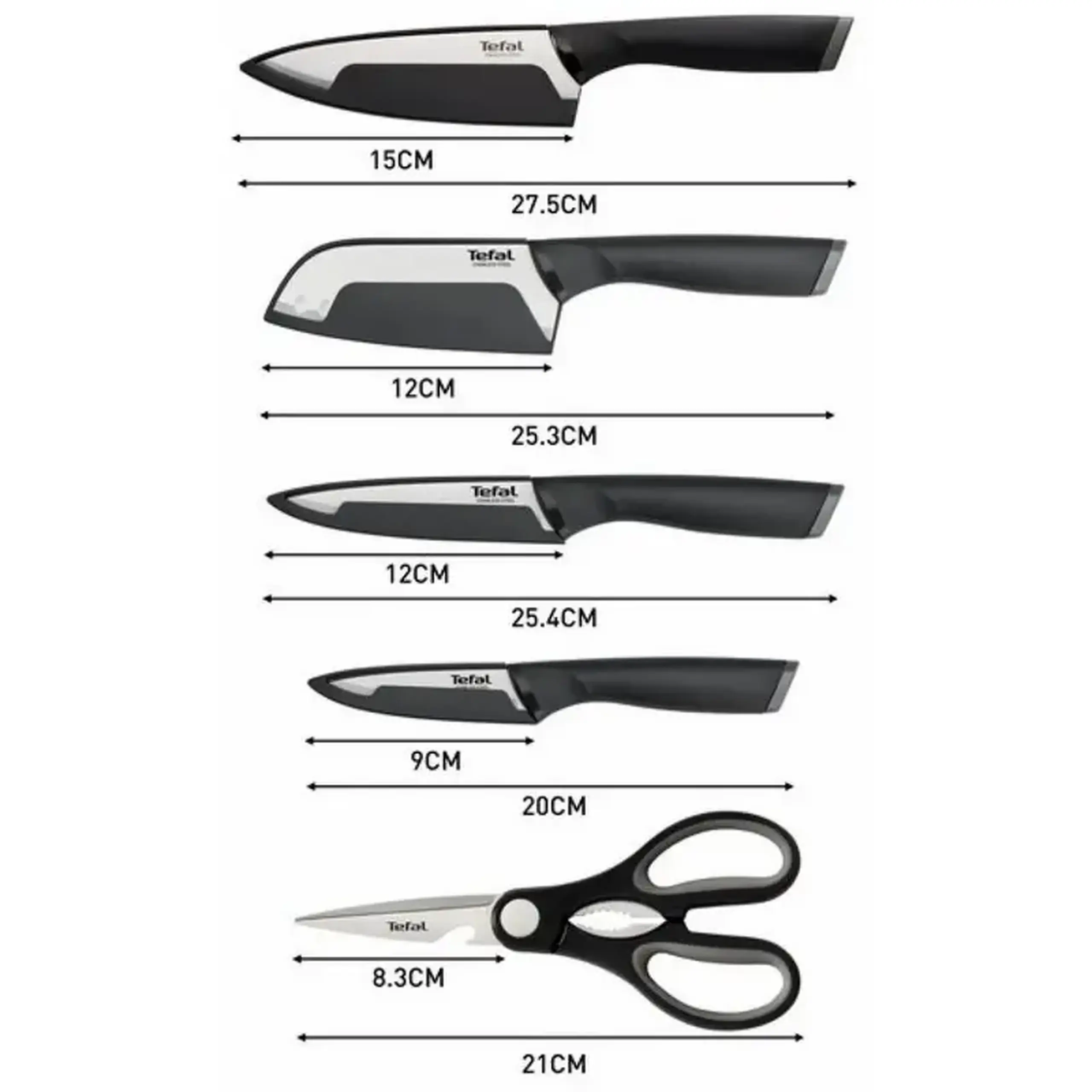 Set de Cuțite Tefal K2215S55, Negru