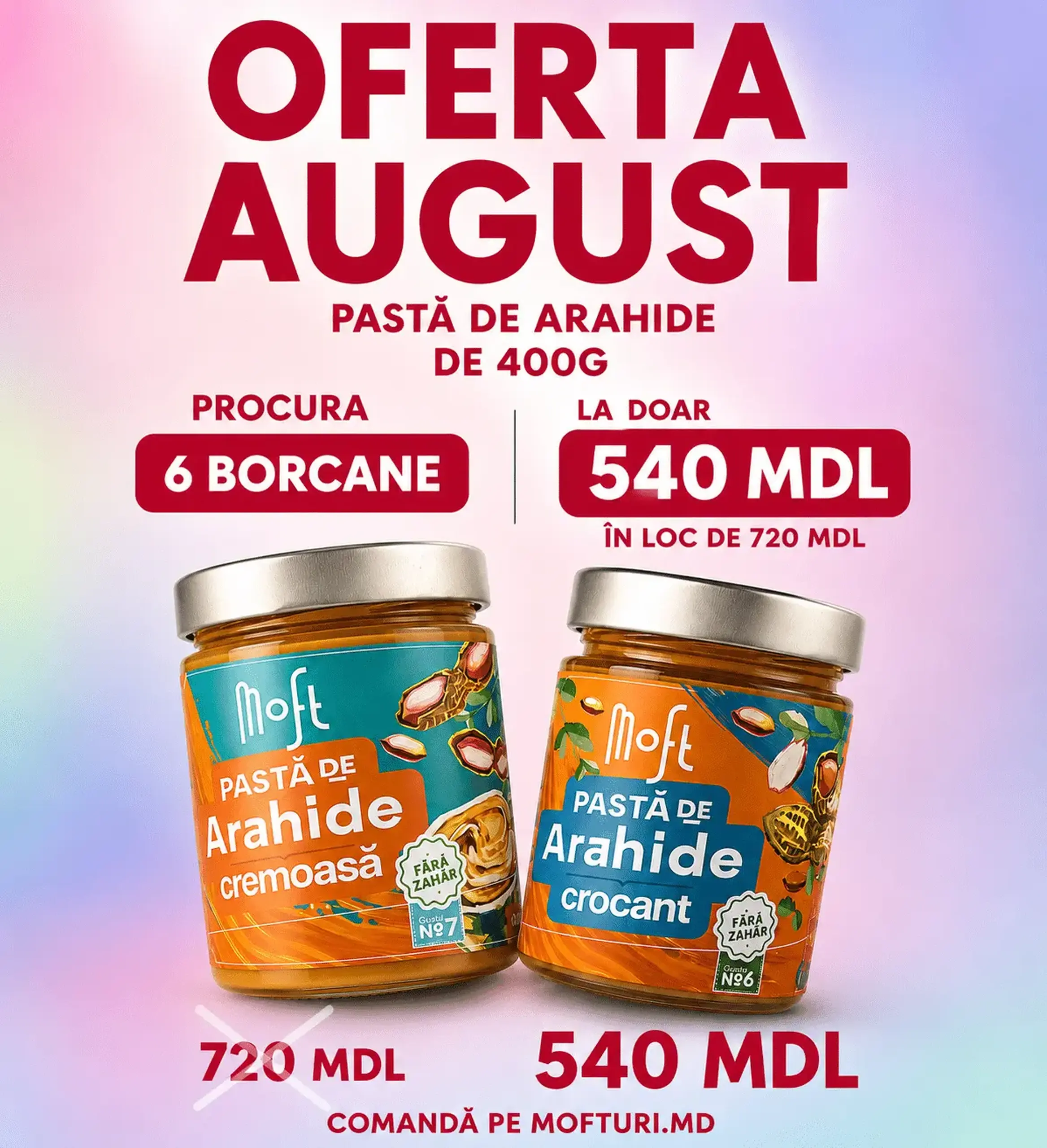 Ofertă specială: 6 borcane de unt de arahide de 400g