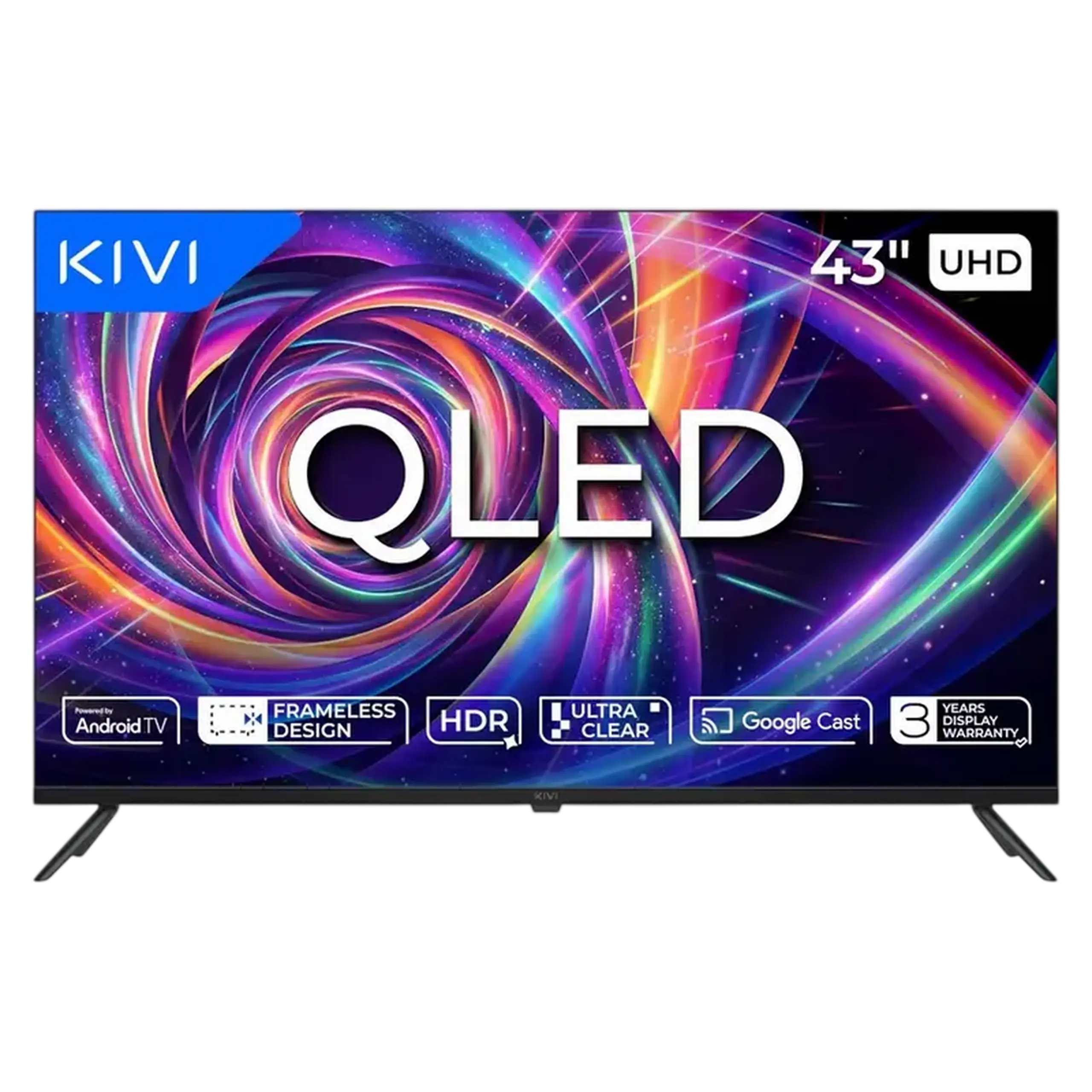 43" QLED SMART TV KIVI 43U7000MB, 3840x2160 4K UHD, Android TV, Negru