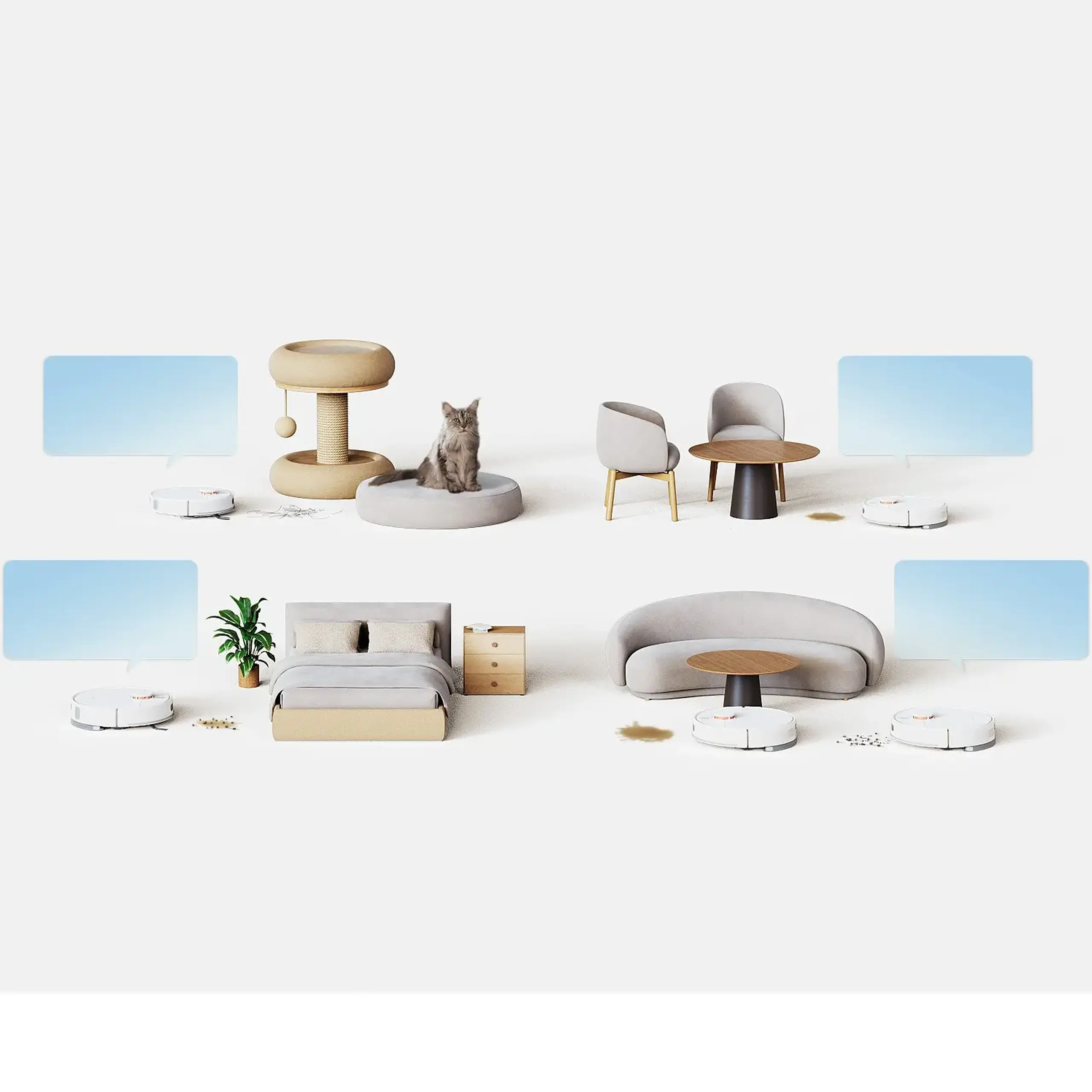 Robot de aspirare Xiaomi H40 BHR07XBEU, 10000Pa, 5200mAh, aspirare&spalare simultana, autonomie pana la 180 de minute, capacitate recipient praf 350 ml si sac de colectare de 4L in statia de golire automata, sistem de navigatie LDS, alb