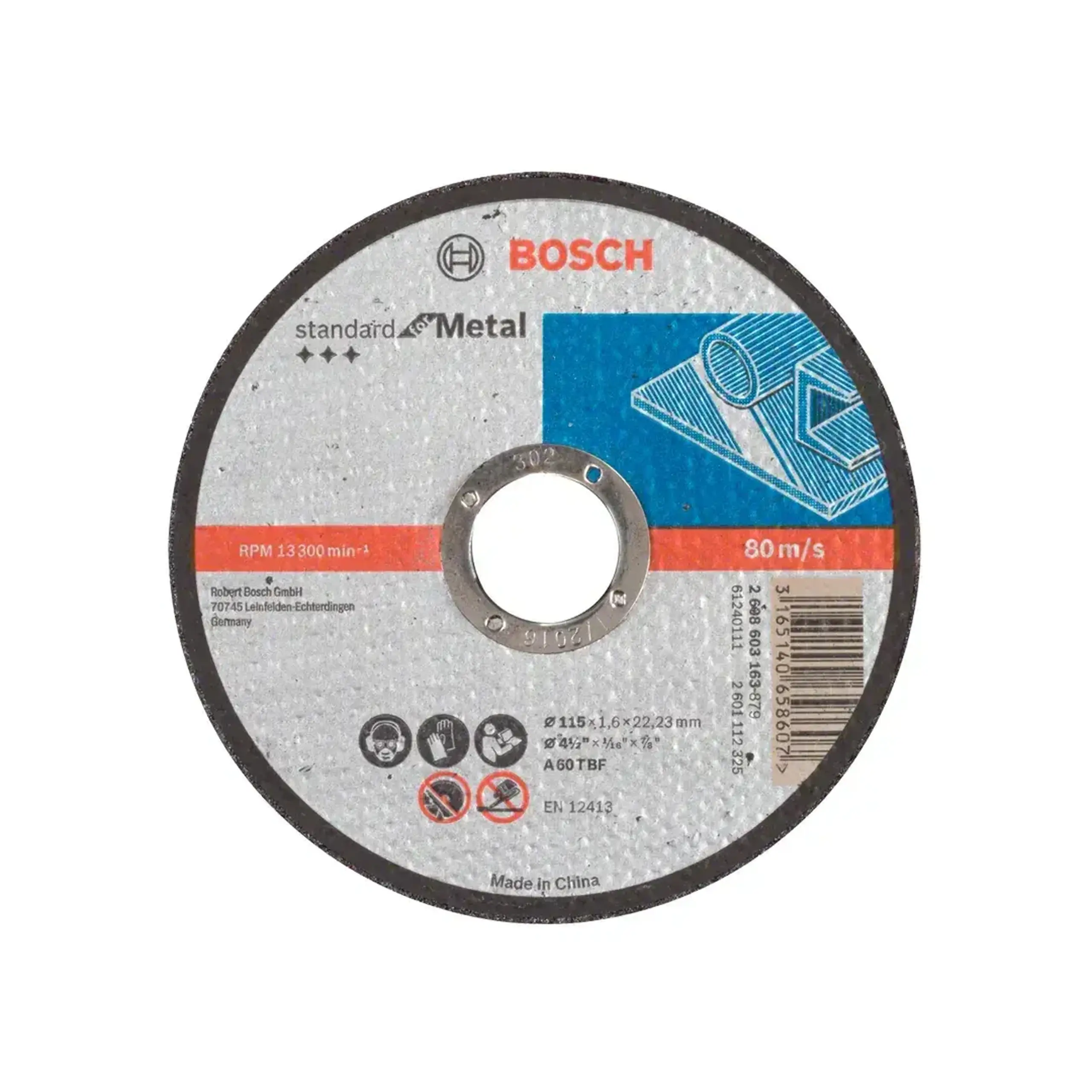Disc de tăiat pentru metal Standard 115 * 22.23 mm Bosch - 1.6 mm (L x W x H x Ø) 115 *