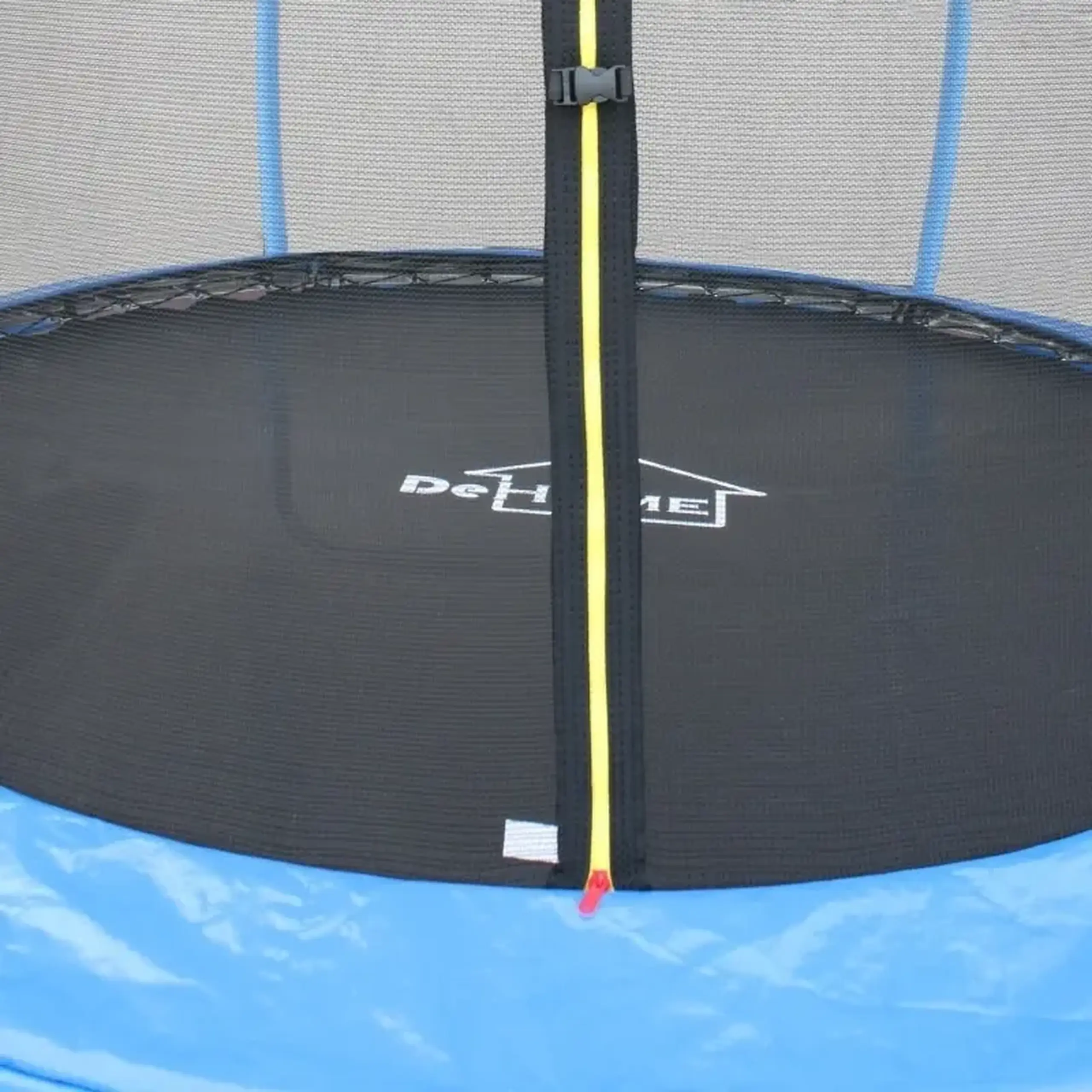 Trambulina DeHome Jumper 3008, diametru 244 cm (8 FT), plasa de siguranta, scara inclusa, stalpi curbati tip pampkin, plasa rezistenta UV, structura metal