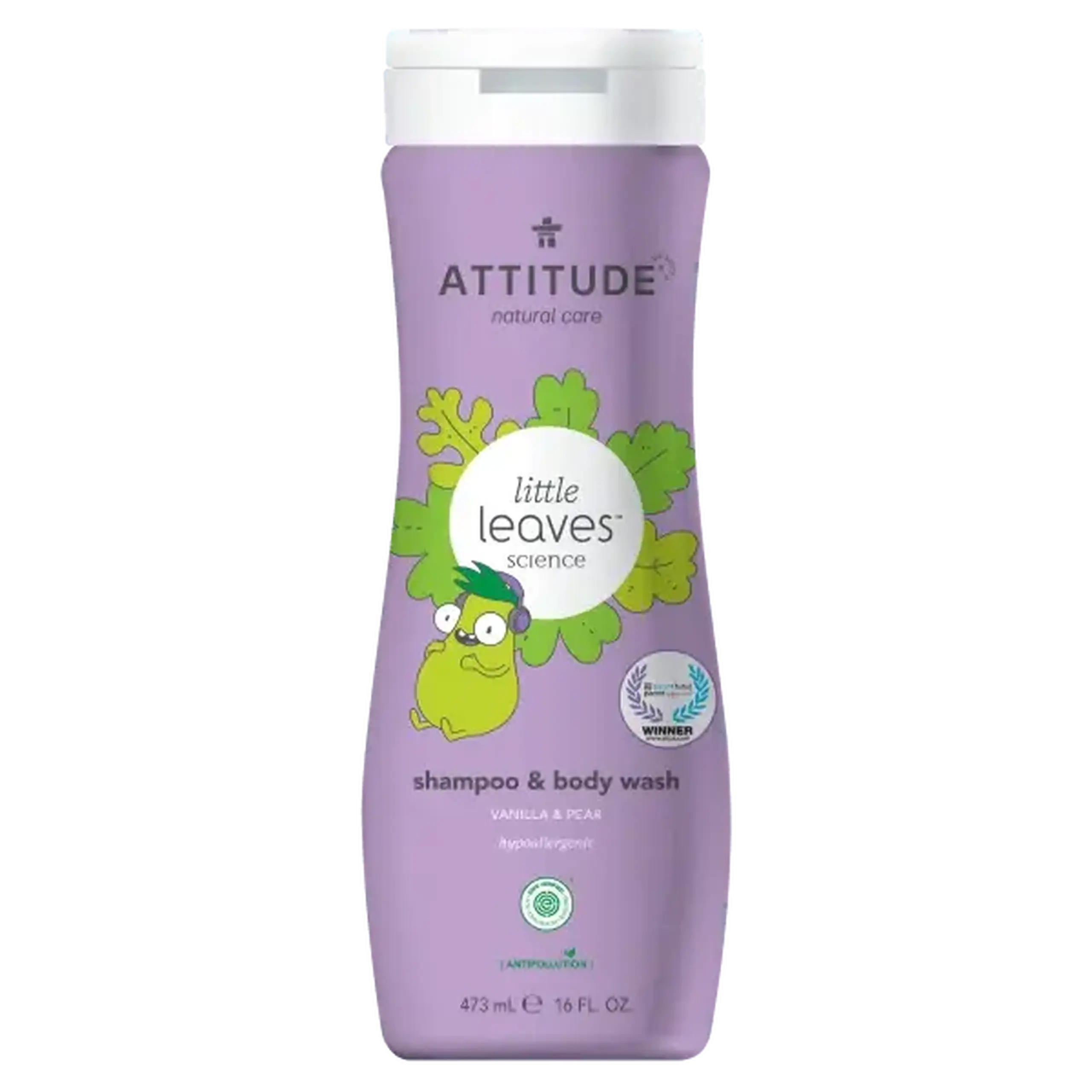 Șampon și gel de corp 2 în 1 Little Leaves Vanilla & Pear, 473 ml — Attitude