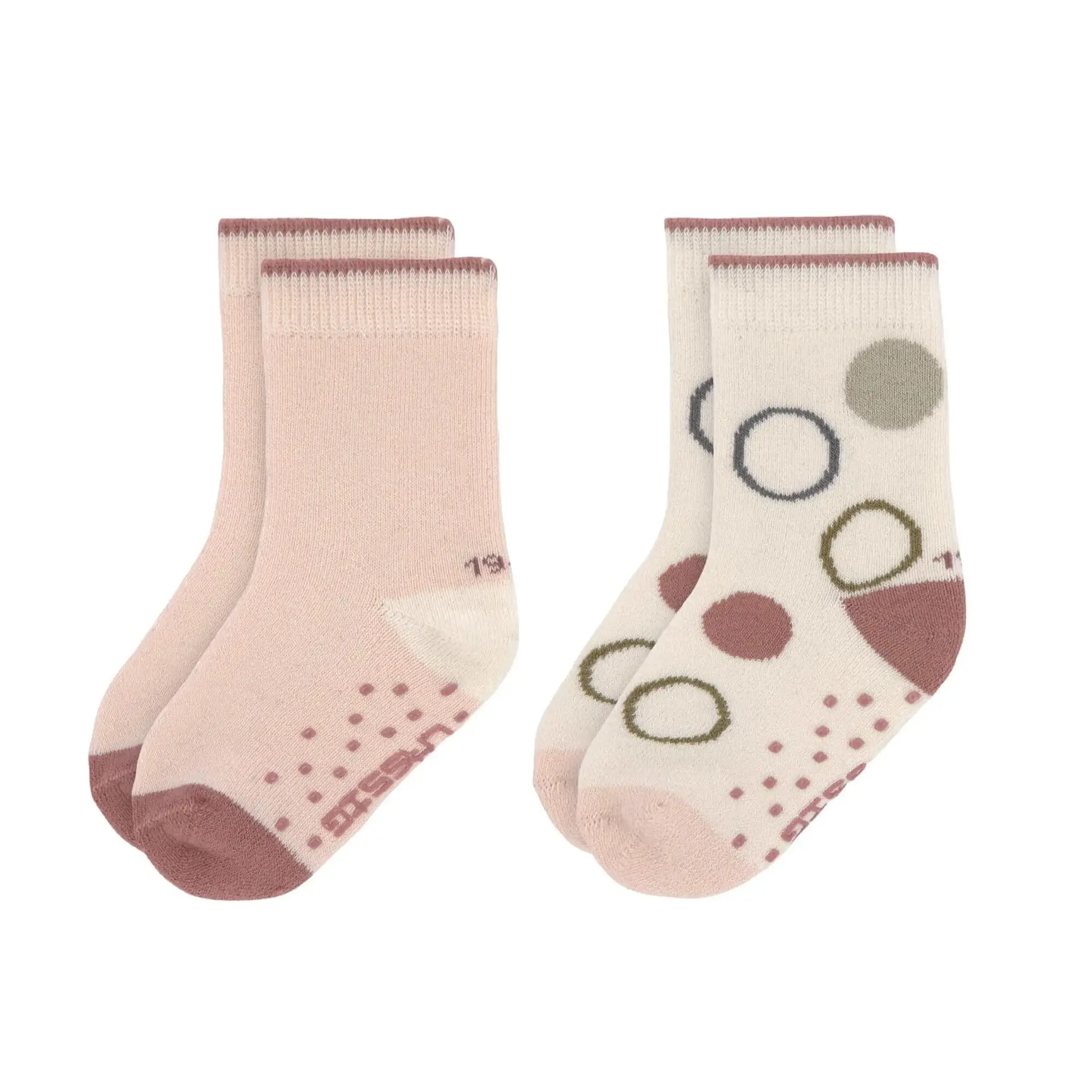 Șosete antiderapante GOTS, 2 perechi, Offwhite/Powder Pink, 19–22 — Lässig