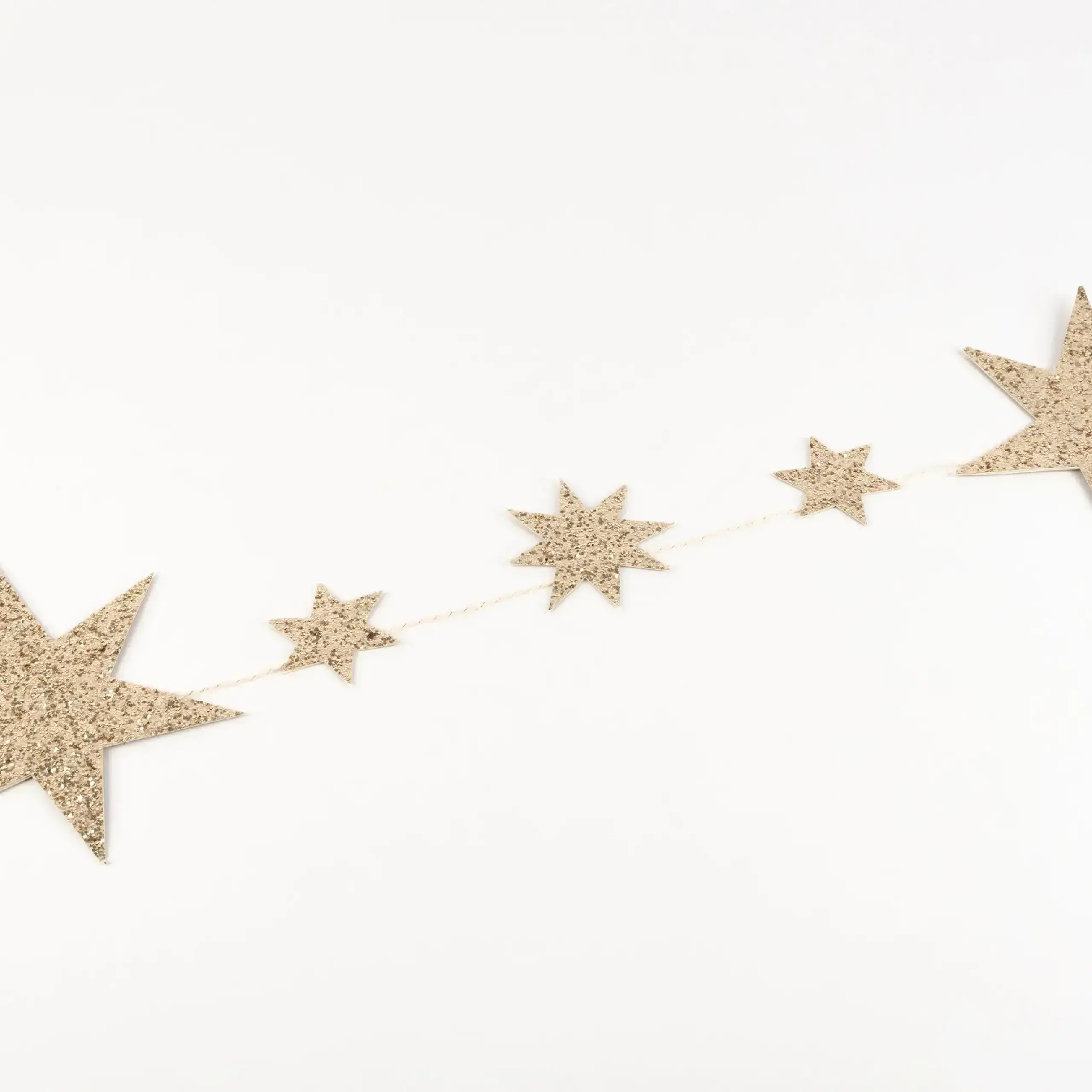 Ghirlandă Glitter Stars cu stele aurii, 1,83 m — Meri Meri - Implicit
