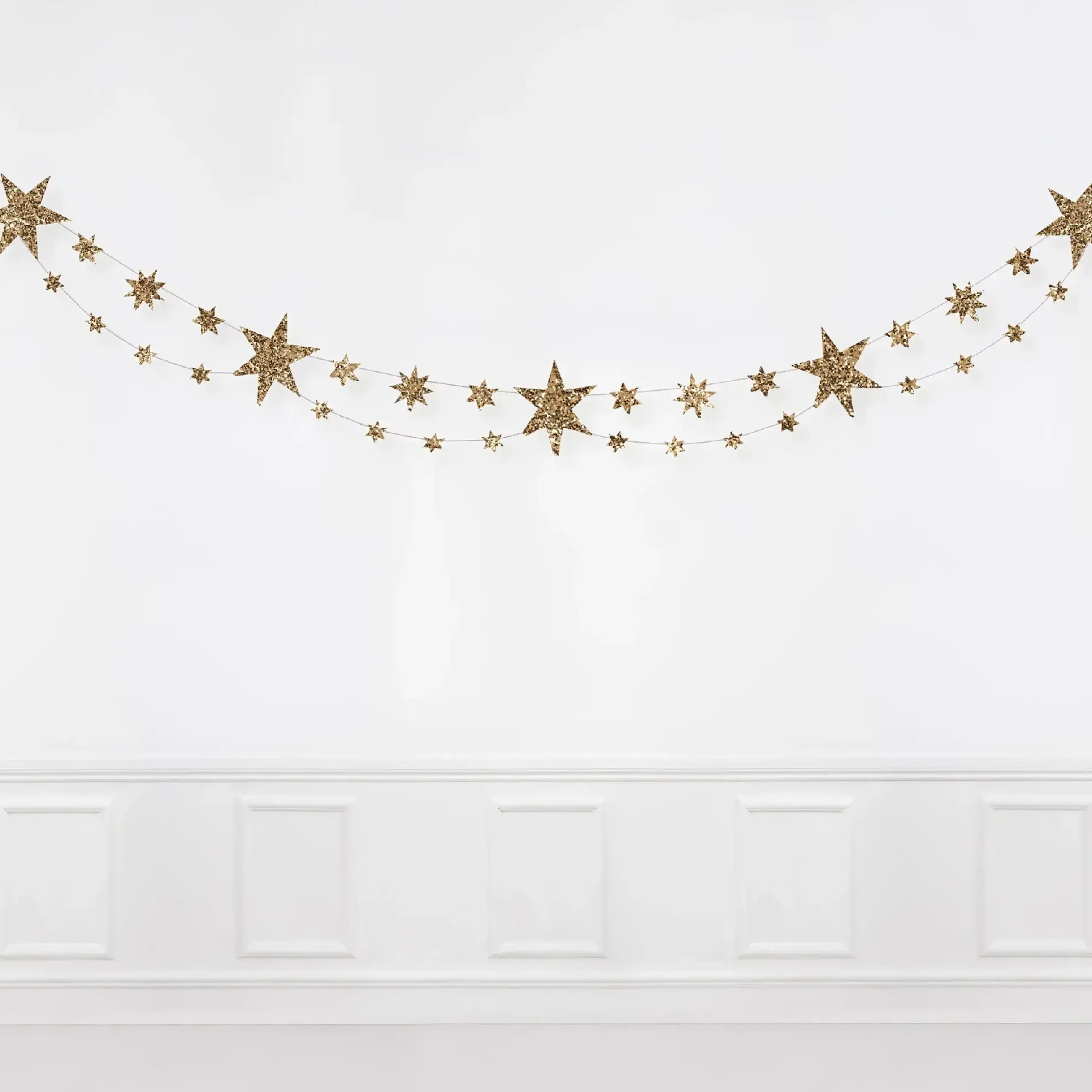 Ghirlandă Glitter Stars cu stele aurii, 1,83 m — Meri Meri - Implicit