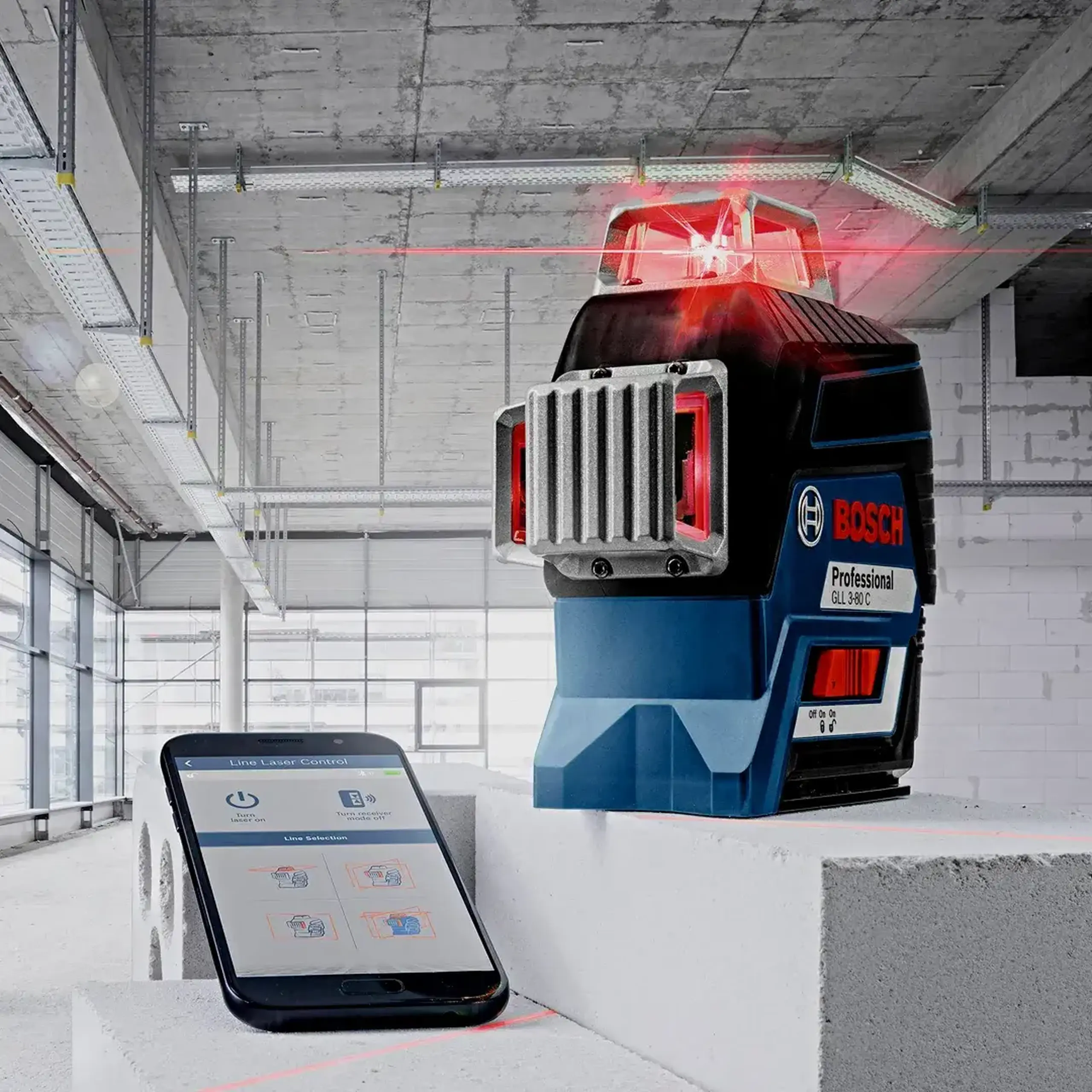 Nivelă cu laser GLL 3-80 C Roșu 30 - 120 m 6 V IP54 Bosch