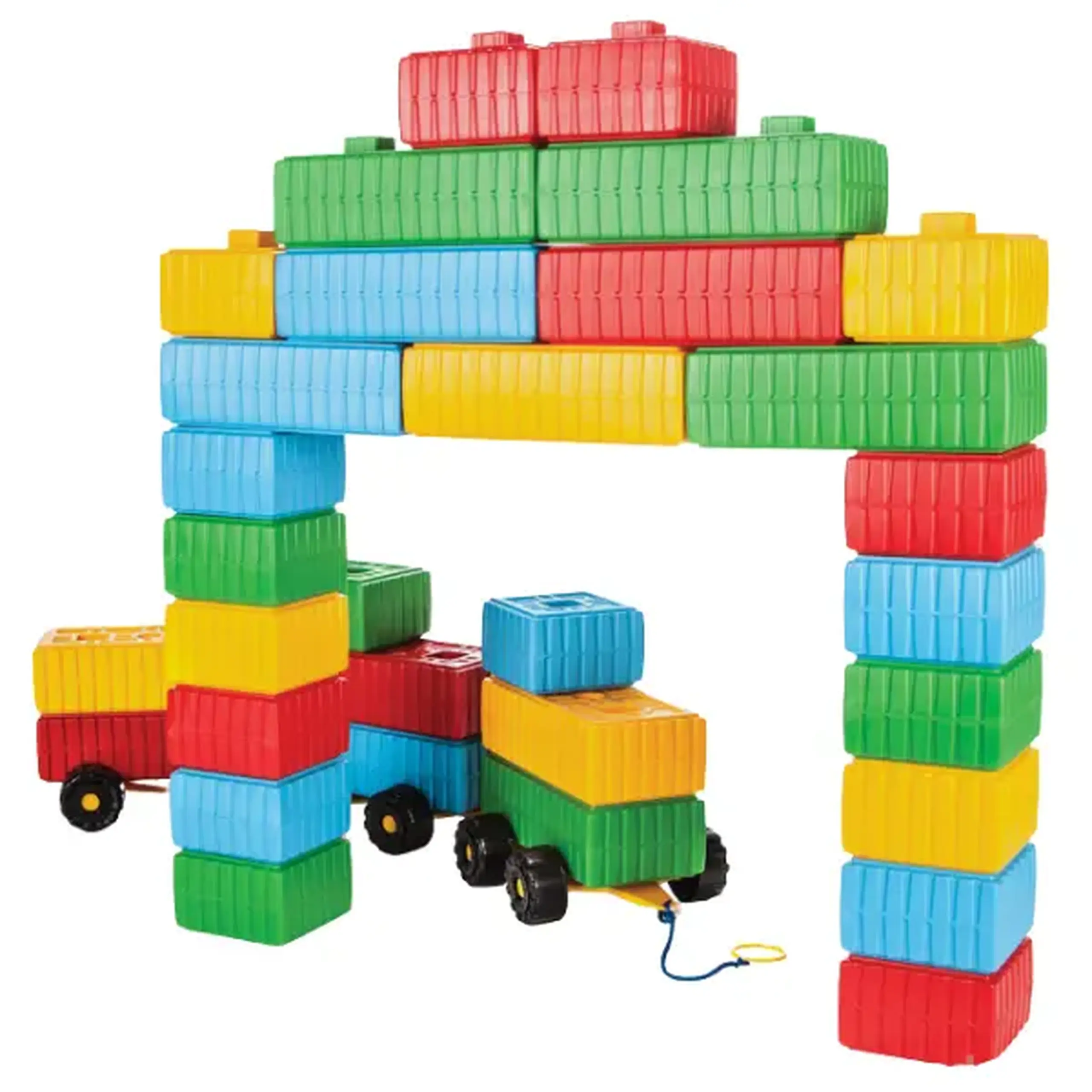 Set de cărămizi mari de construcție cu roți (43 piese)