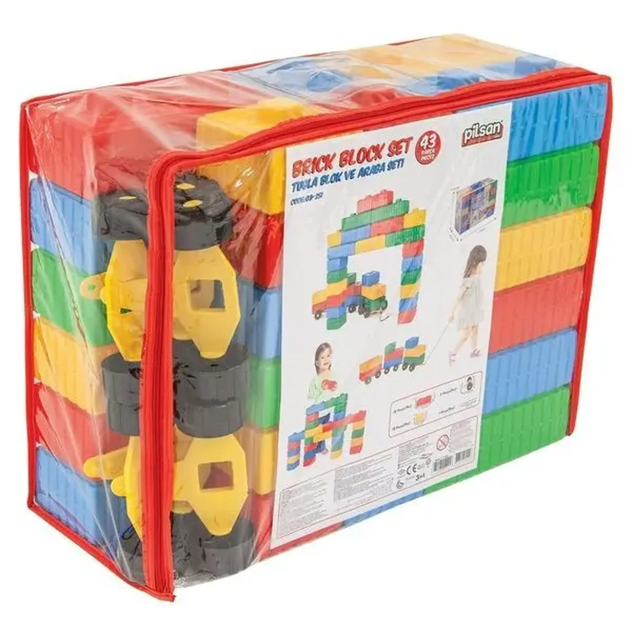 Set de cărămizi mari de construcție cu roți (43 piese)