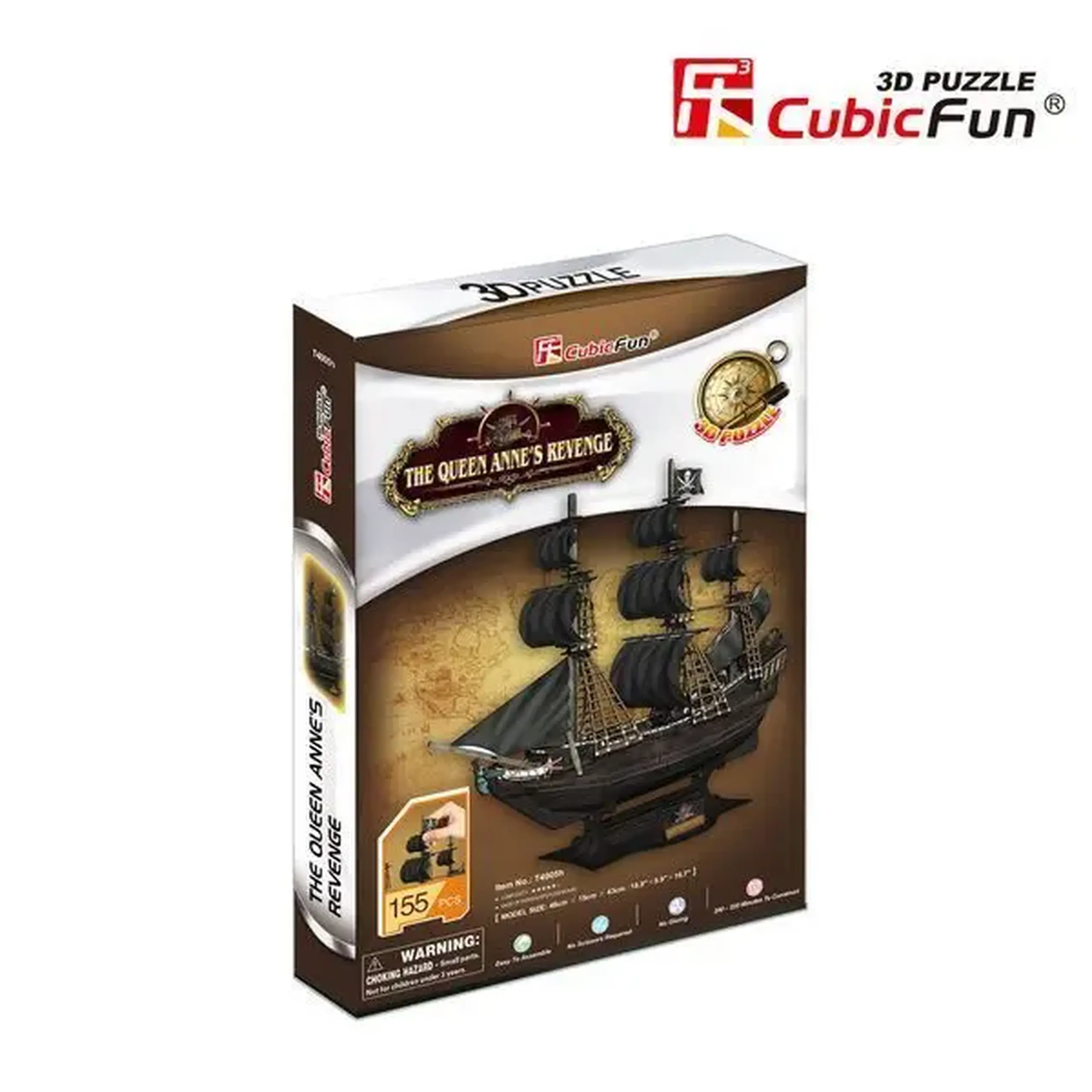 3D puzzle Corabie de pirați “Răzbunarea Reginei Anne”, 155 elemente