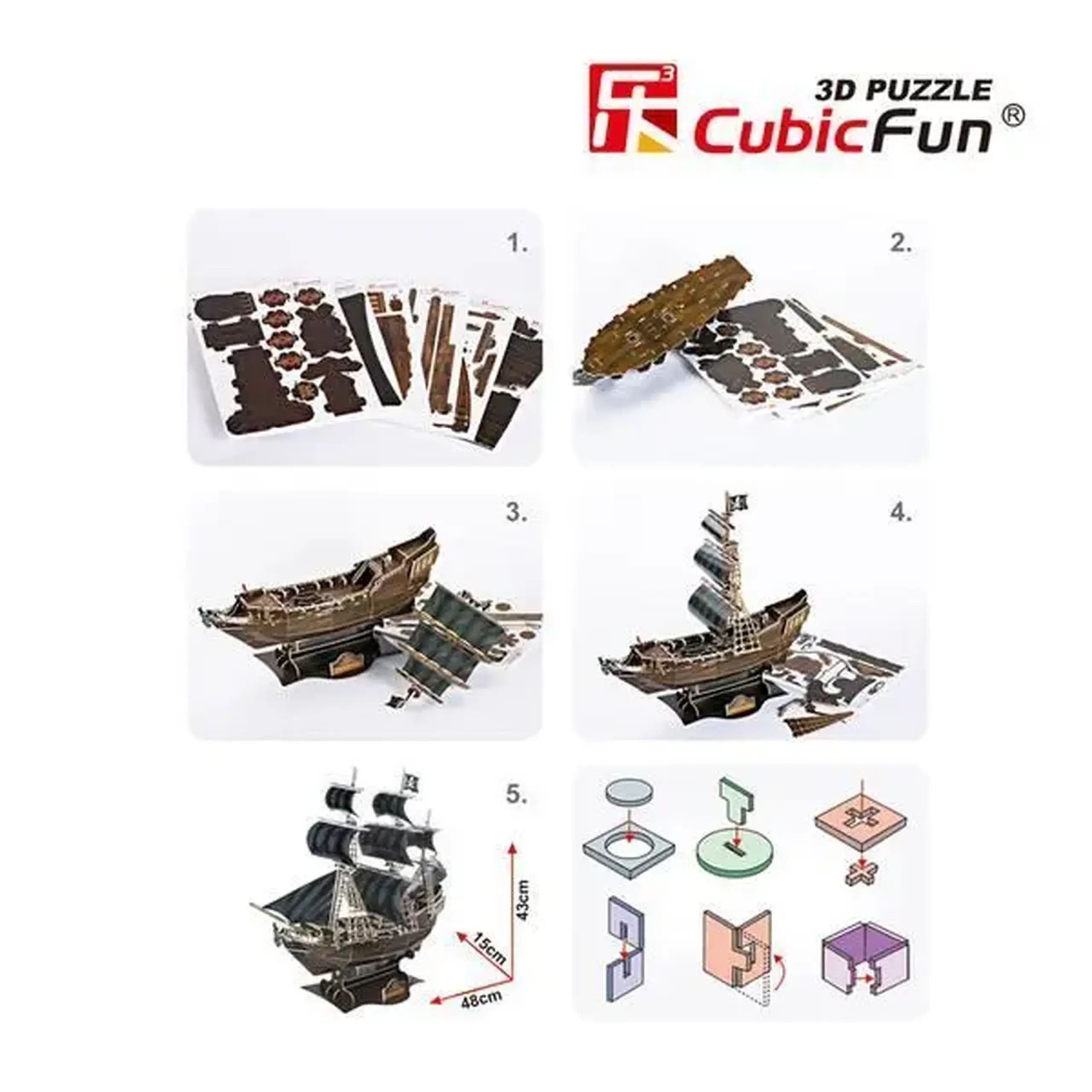 3D puzzle Corabie de pirați “Răzbunarea Reginei Anne”, 155 elemente