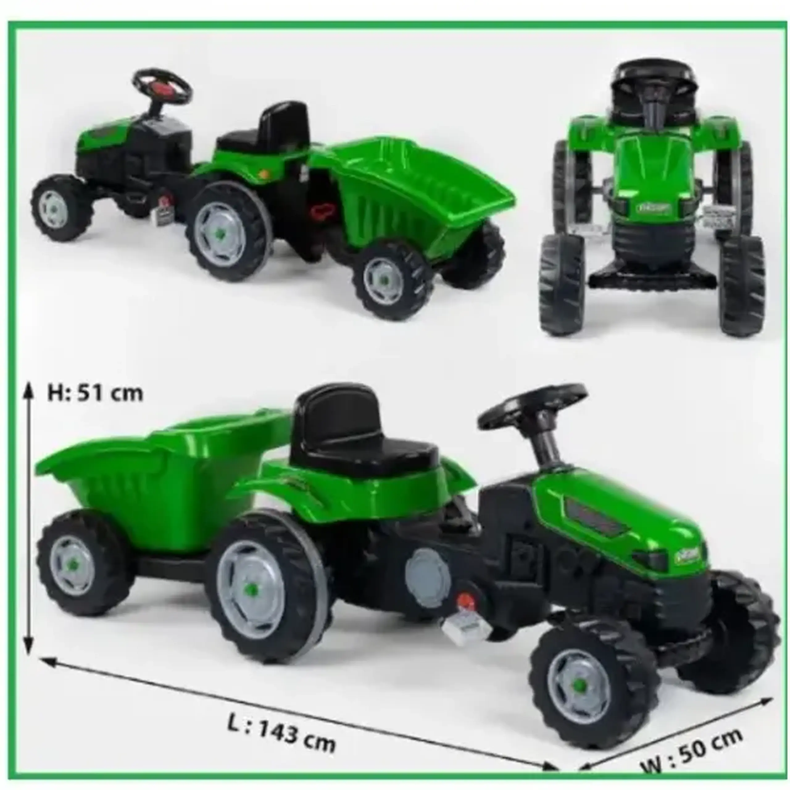 Tractor cu remorca ACTIVE, verde
