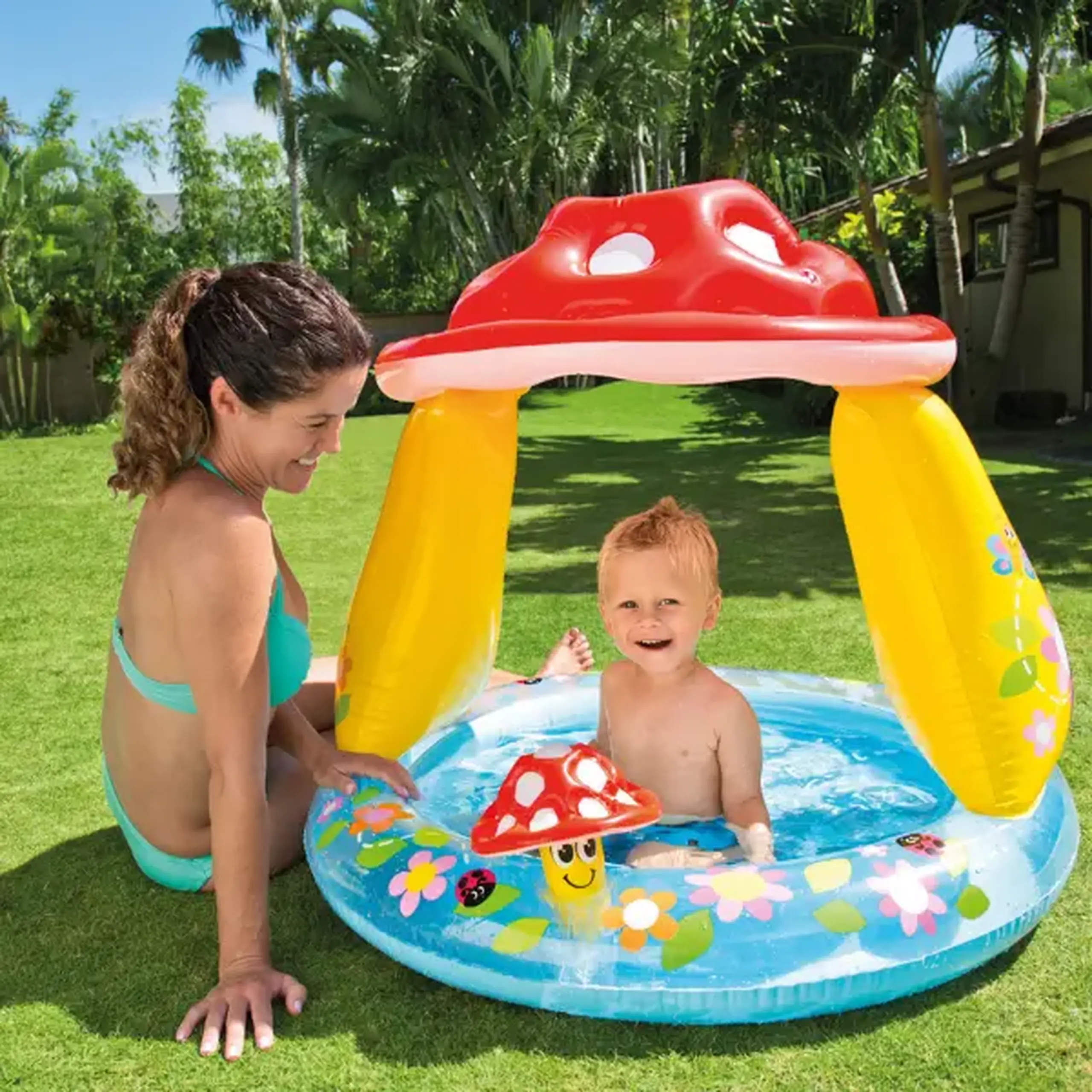 INTEX Piscină gonflabilă pentru copii cu baldachin “Ciuperca” 102х89 cm, 45 L, 1-3 ani