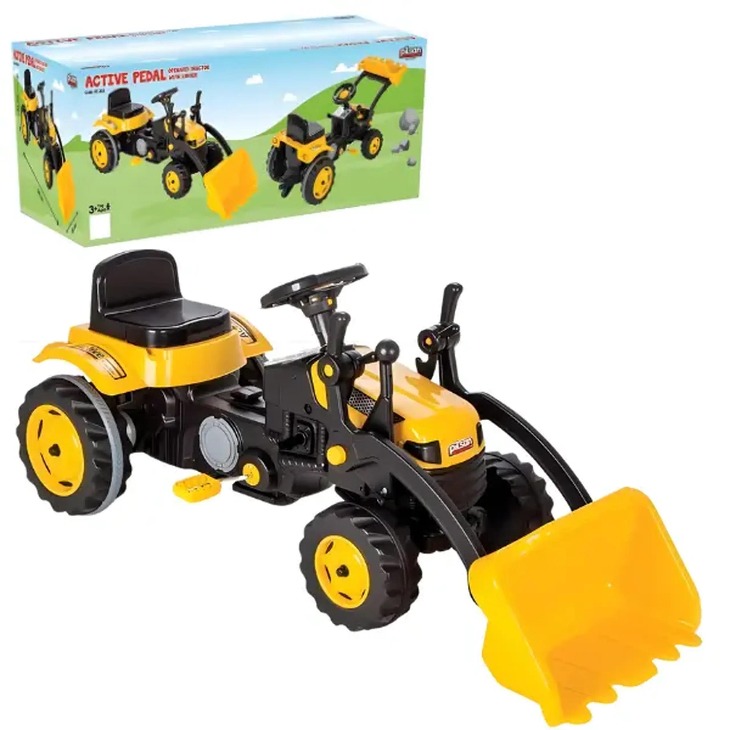 Tractor Excavator cu pedale "Active", galben